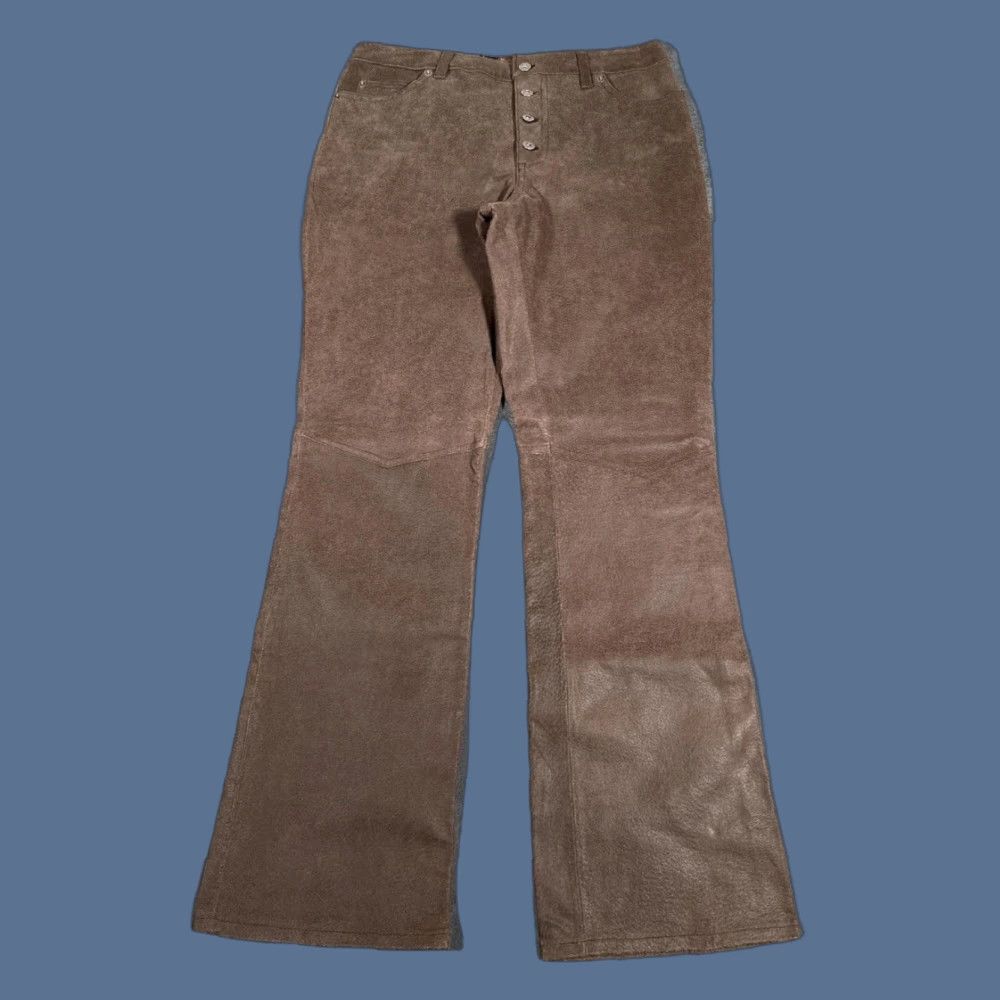 Route 66 Route 66 Pants Womens 8 Brown Genuine Leather High Rise Button Fly Bootcut Jeans Size 30" / US 8 / IT 44 - 1 Thumbnail