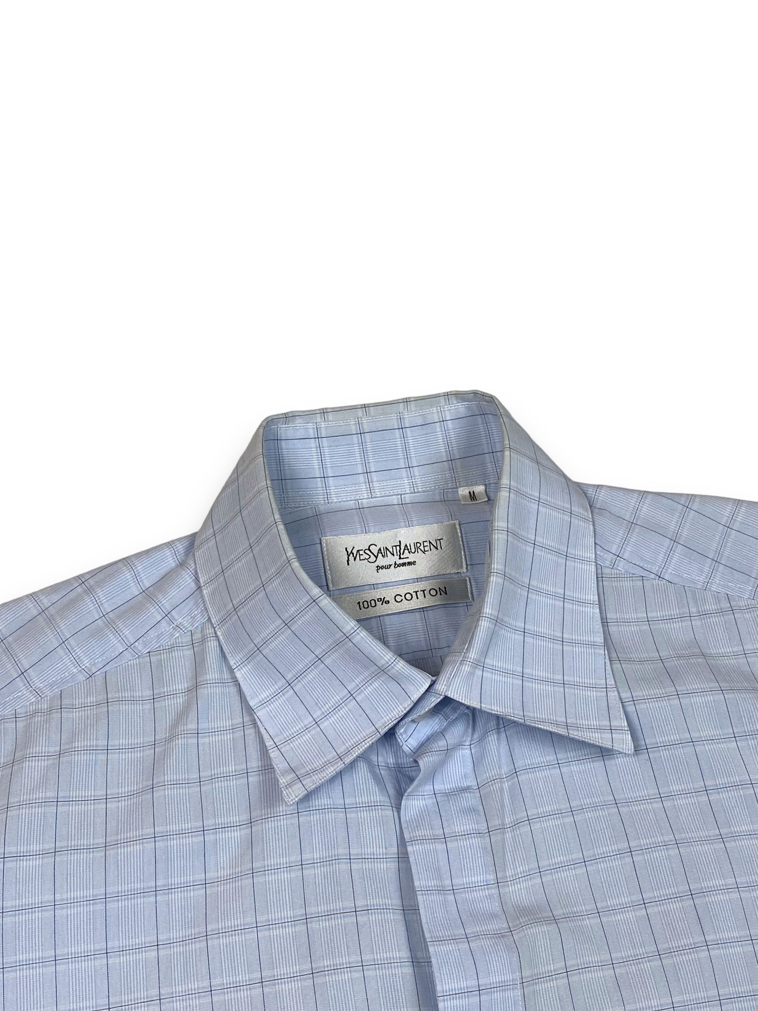 Vintage Vintage YVES SAINT LAUREN Checked Pastel Blue Button Up M788 Size US M / EU 48-50 / 2 - 5 Thumbnail