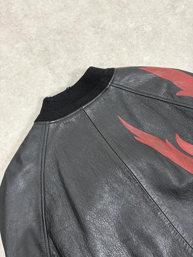 Saint Laurent Paris FW2017 Saint Laurent Red Flames Black Leather Bombers Jacket Size US L / EU 52-54 / 3 - 9 Thumbnail