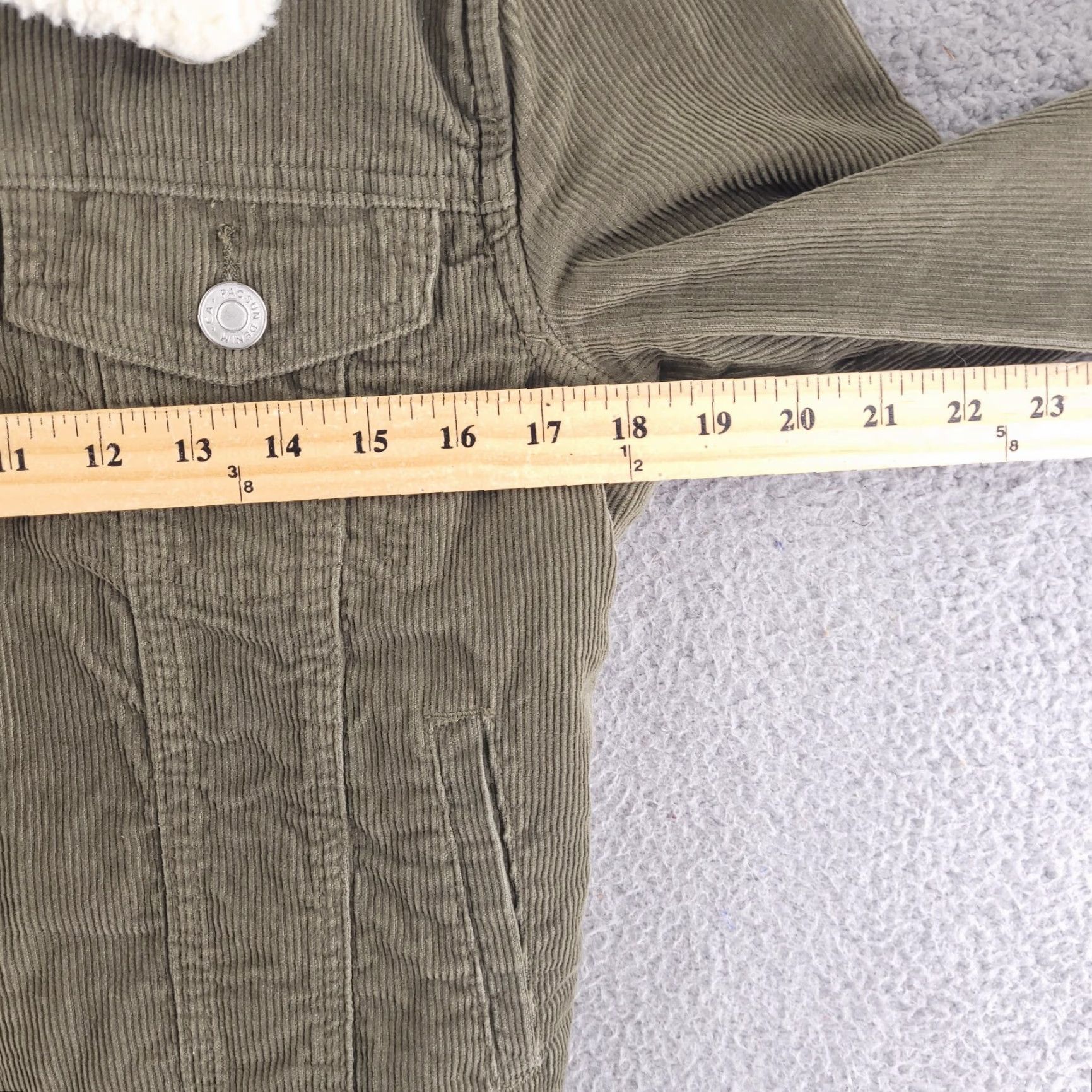 Pacsun Pacsun Jacket Womens XS Corduroy Button Trucker Fleece Olive Brown Sherpa Size XS / US 0-2 / IT 36-38 - 7 Thumbnail