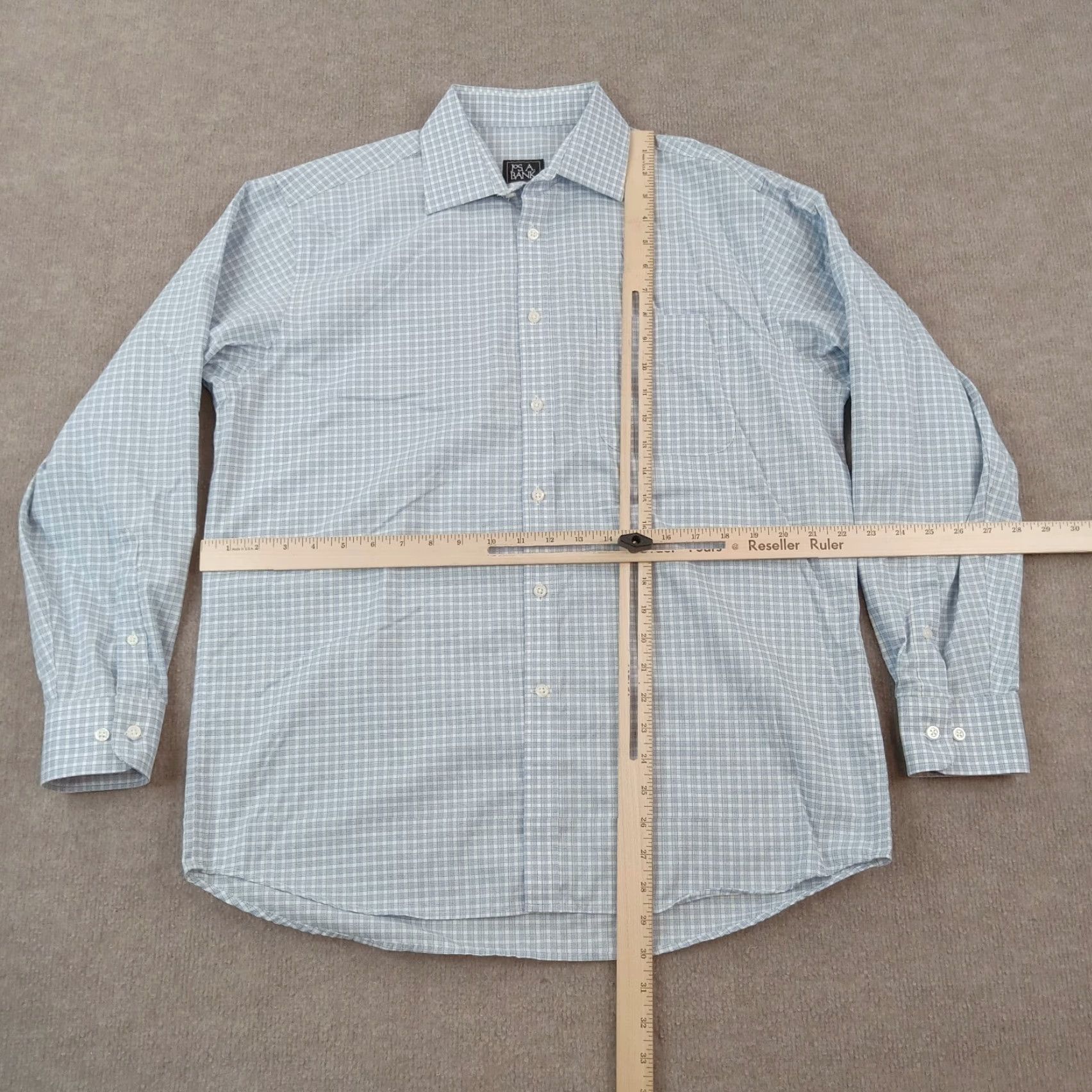 Jos. A. Bank Jos A Bank Button-Up Shirt Men’s Medium Blue White Green Plaid Long Sleeve Traveler Size US M / EU 48-50 / 2 - 2 Thumbnail