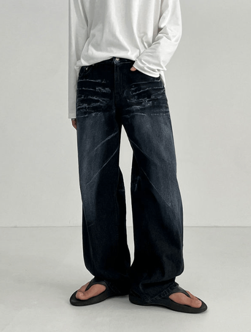 Japanese Brand × Jean American high street retro washed wide-leg whisker jeans Size US 34 / EU 50 - 1 Thumbnail