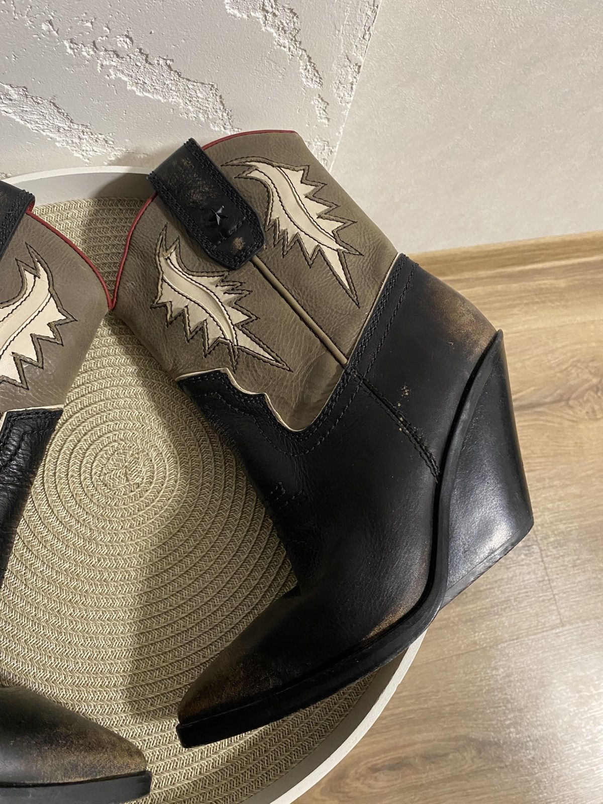 Diesel Rare Diesel Western Boots Leather Wedge Heel Size: 37 Size US 7 / IT 37 - 3 Thumbnail