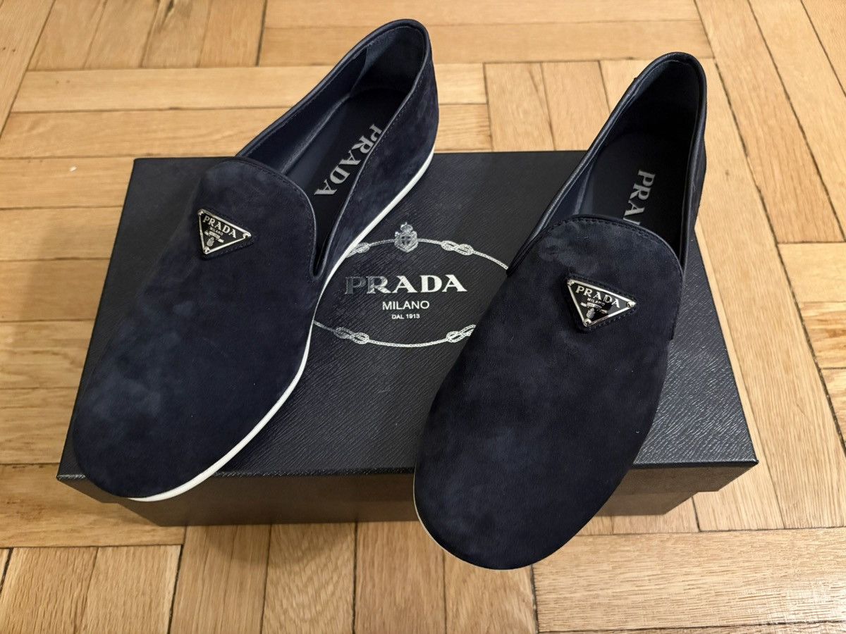 Prada Prada Navy Suede Loafers Size US 9 / EU 42 - 1 Thumbnail
