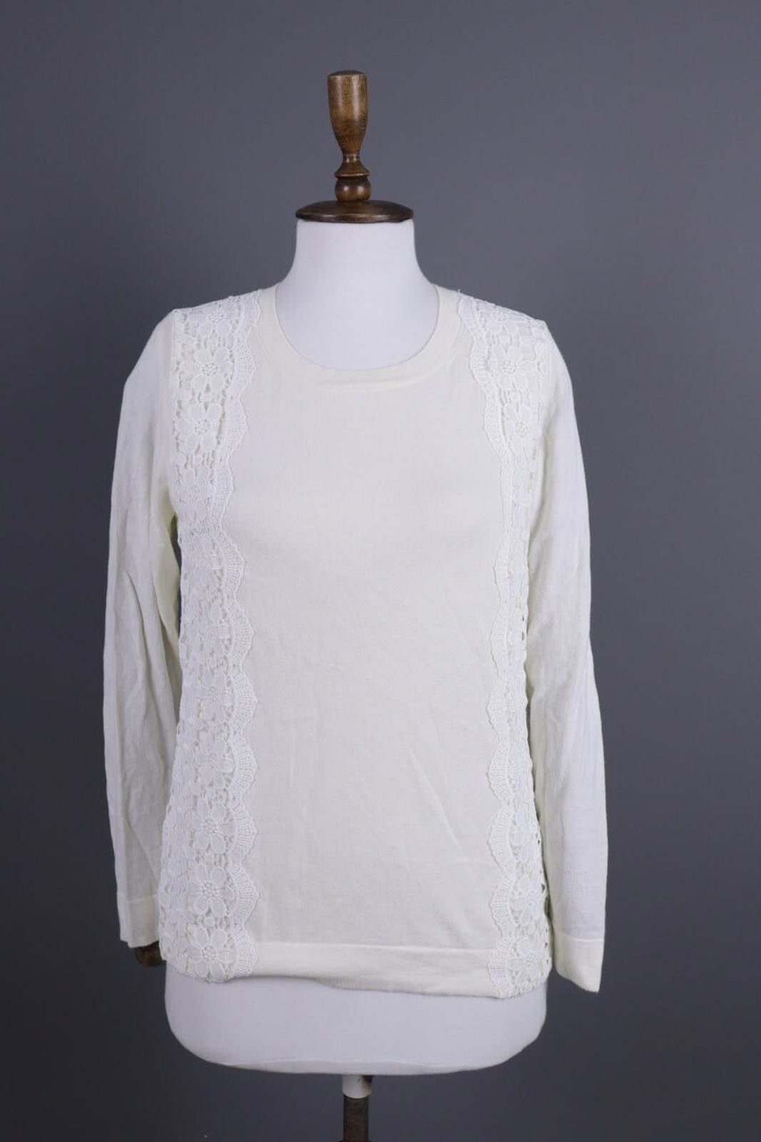 J.Crew J.Crew White Embroidered Floral Lace Knit Sweater Size M Size M / US 6-8 / IT 42-44 - 1 Thumbnail