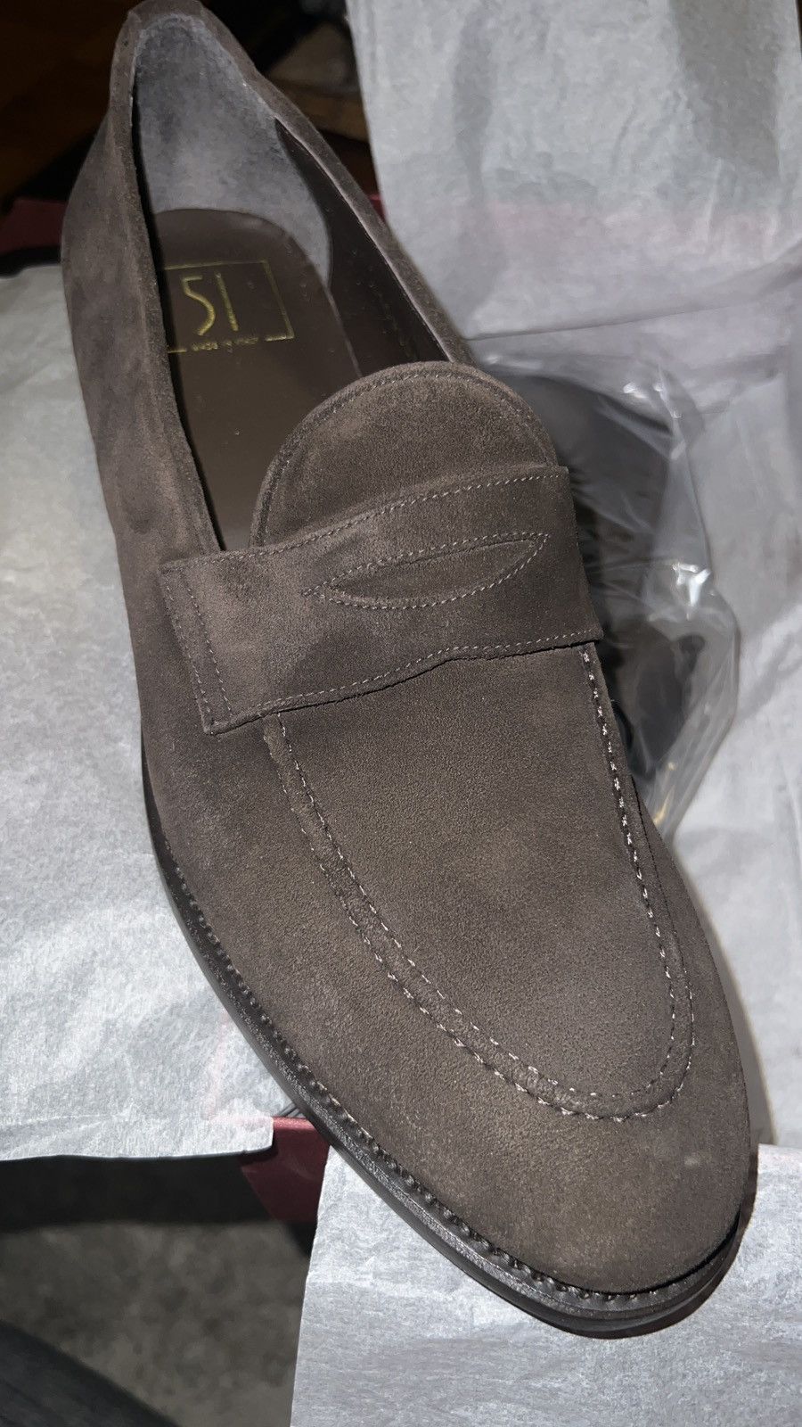 Other 51 Label Dejon Calf Suede Penny Loafer Dark Brown 13 Size US 13 / EU 46 - 1 Thumbnail