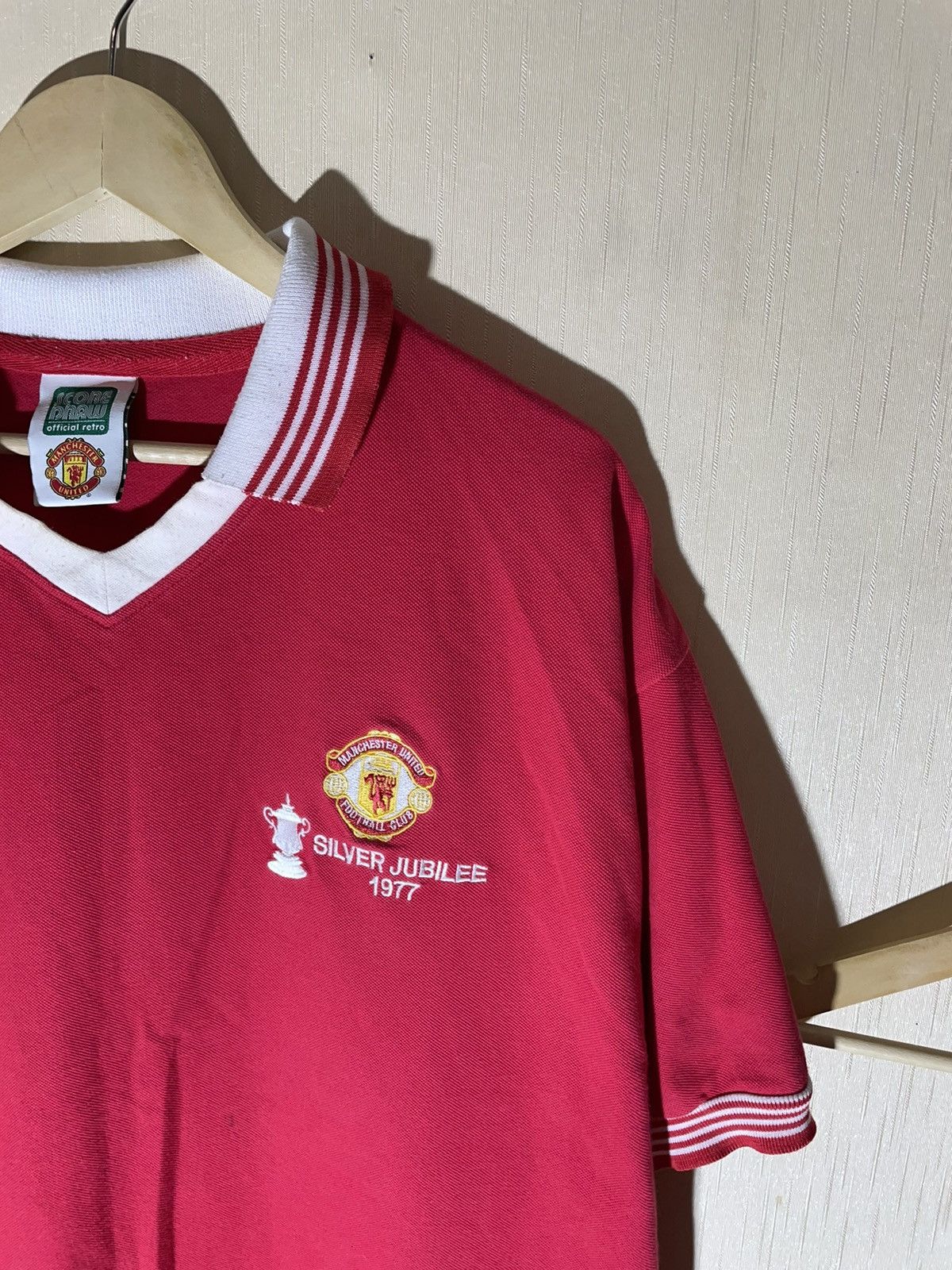 Vintage Manchester United score draw retro jersey 1977 Size US XXL / EU 58 / 5 - 2 Thumbnail