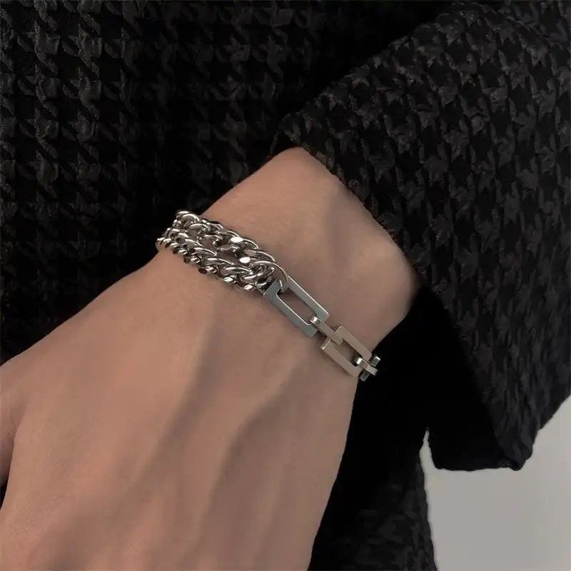 Jewelry × Vintage Layered Stainless Steel Cuba Chain Bracelet Size ONE SIZE - 1 Thumbnail