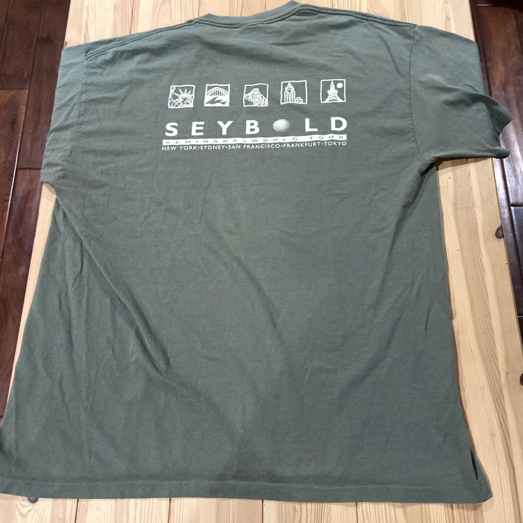 Vintage VINTAGE Seybold Seminars World Tour Shirt Olive Green Paris XL Men Short Sleeve Green Vintage Paris Theme Mens XL Size US XL / EU 56 / 4 - 6 Thumbnail
