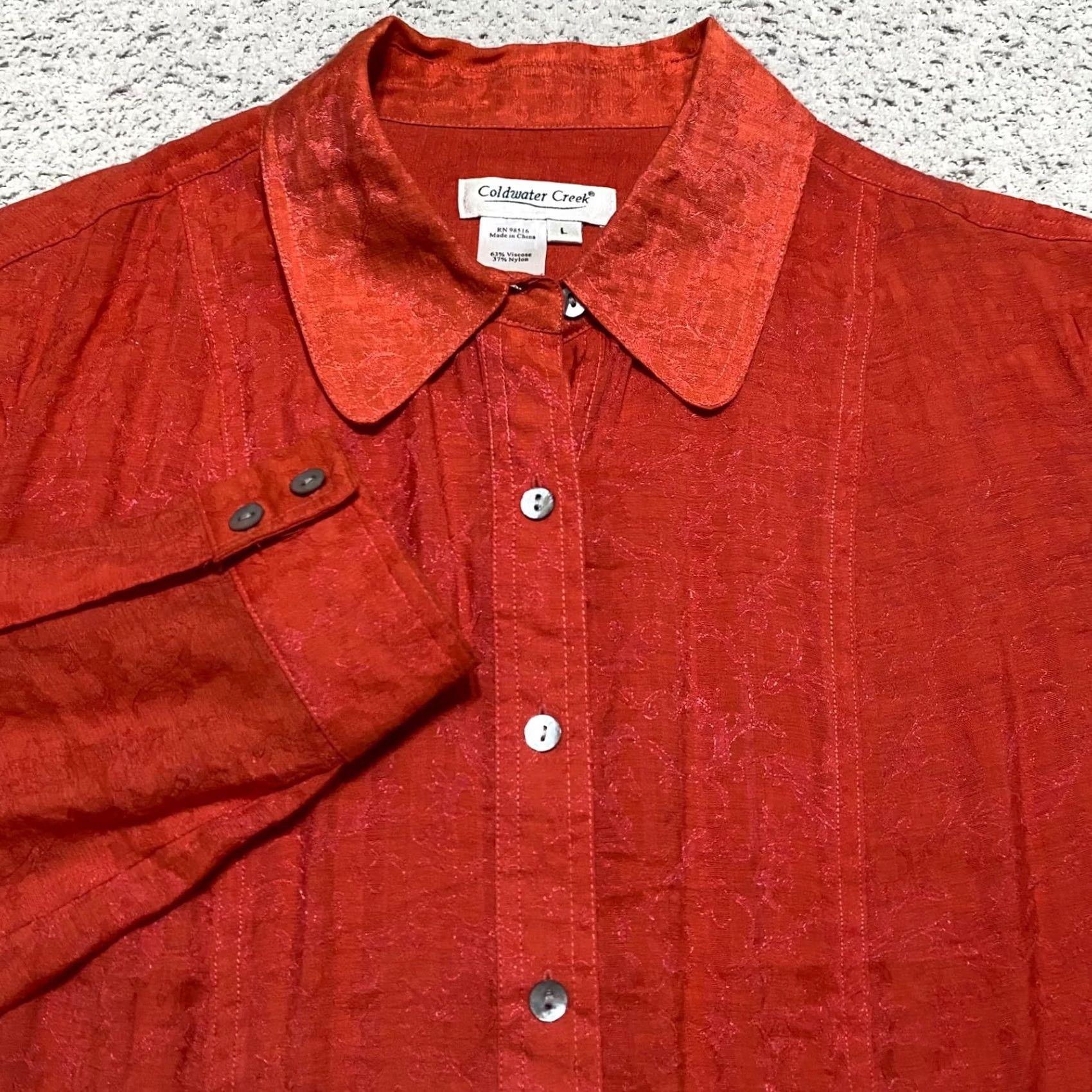Coldwater Creek Coldwater Creek Womens Shirt Large Solid Orange Long Sleeve Button-Up Size L / US 10 / IT 46 - 5 Thumbnail
