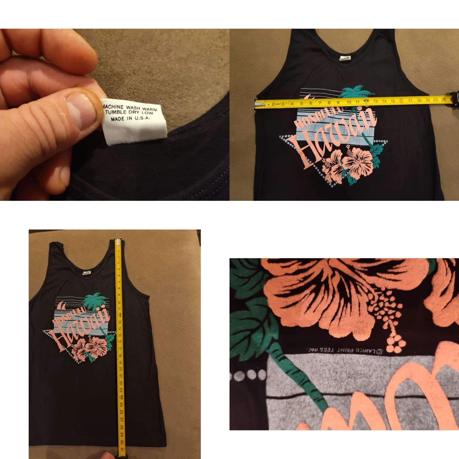 Vintage VINTAGE Honolulu Hawaii Tank Top Puff Print Single Stitch 90s Y2K Made in USA Black XL Men Tank Top Puff Ink Hawaii 90s Mens XL Black Clothing Size US XL / EU 56 / 4 - 8 Thumbnail