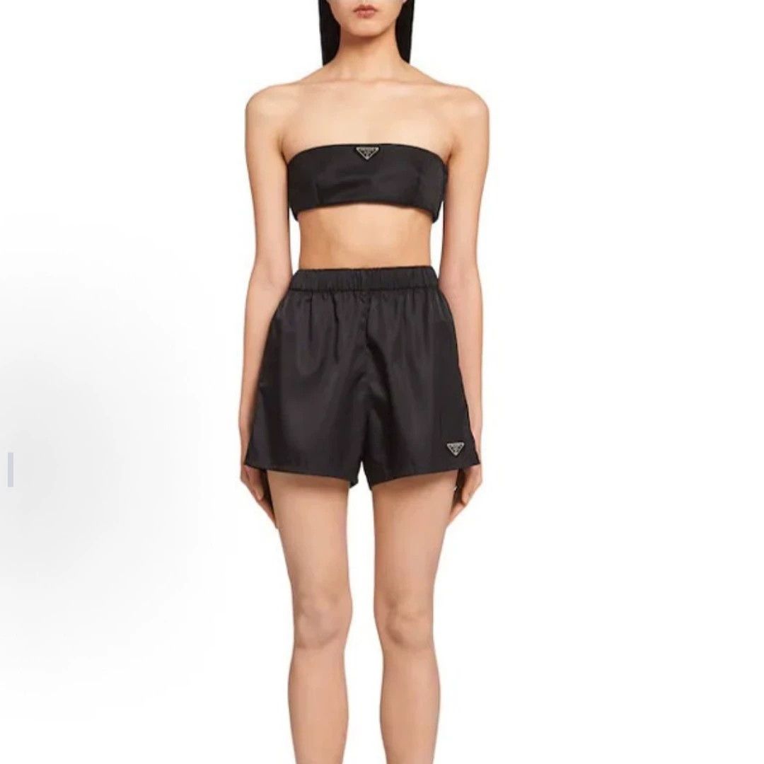 Prada Prada 99 New Nylon Triangle Logo Bandeau Top Women's Black 38 Size XS / US 0-2 / IT 36-38 - 8 Thumbnail