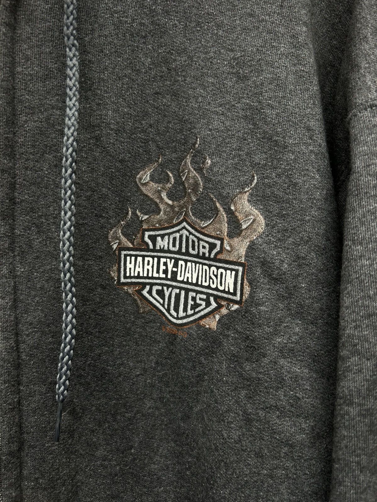 Harley Davidson 08 Harley Davidson Flame Sleeve Ride Hard Dark Grey Zip Up Size US L / EU 52-54 / 3 - 4 Thumbnail
