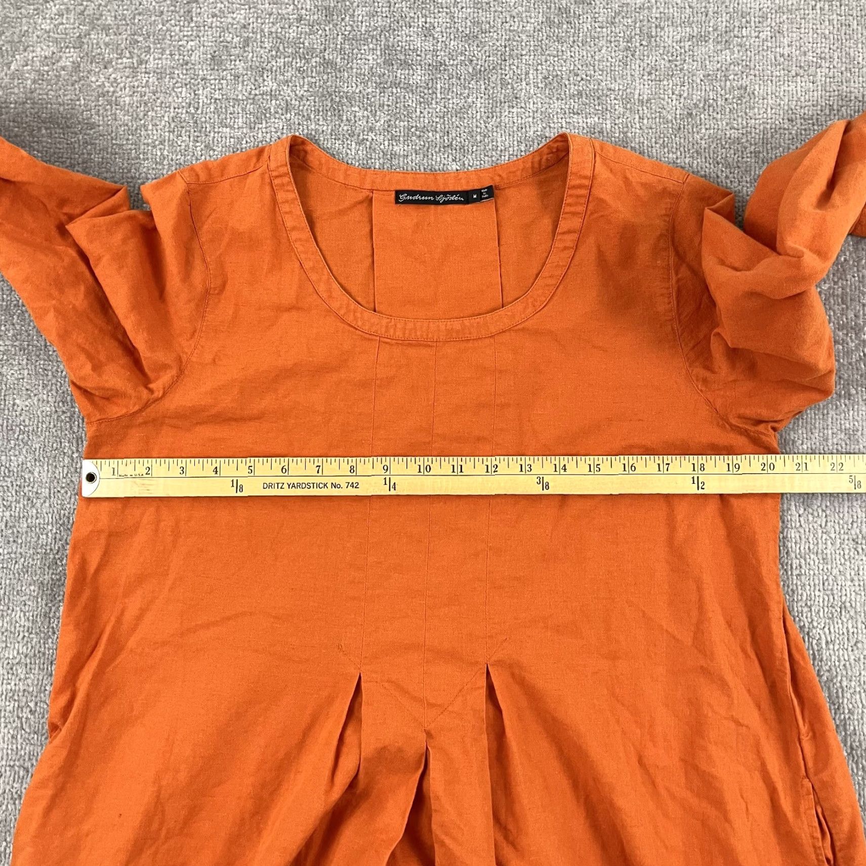 Vintage VINTAGE Gudrun Sjoden Dress Womens Medium Orange Pockets Linen Cotton Scoop Neck Casual Summer Size M / US 6-8 / IT 42-44 - 5 Thumbnail