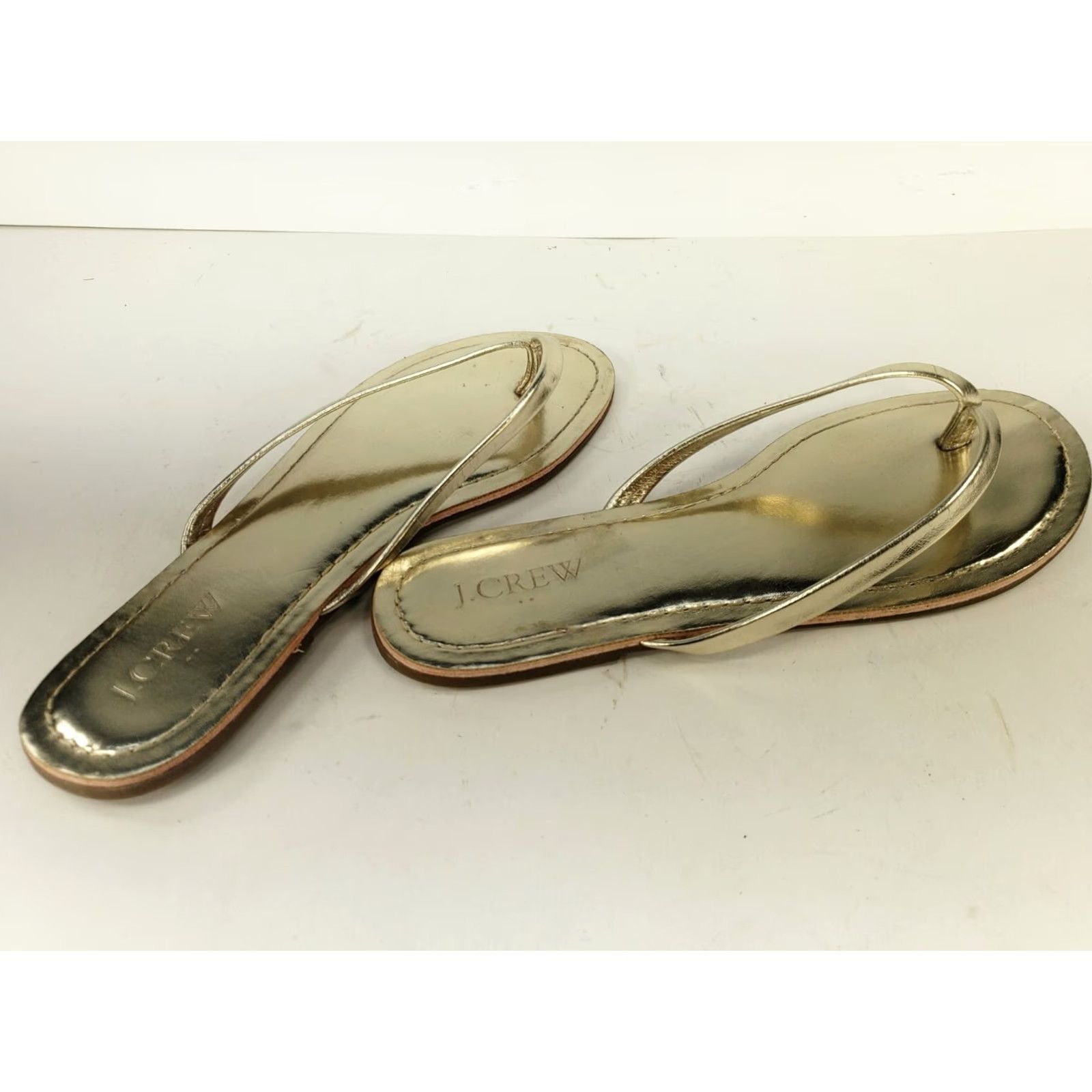 J.Crew J.CREW Sorrento Thong Sandal Flip Flop Casual Leather Gold Womens 6B Medium? Size US 6 / IT 36 - 4 Thumbnail