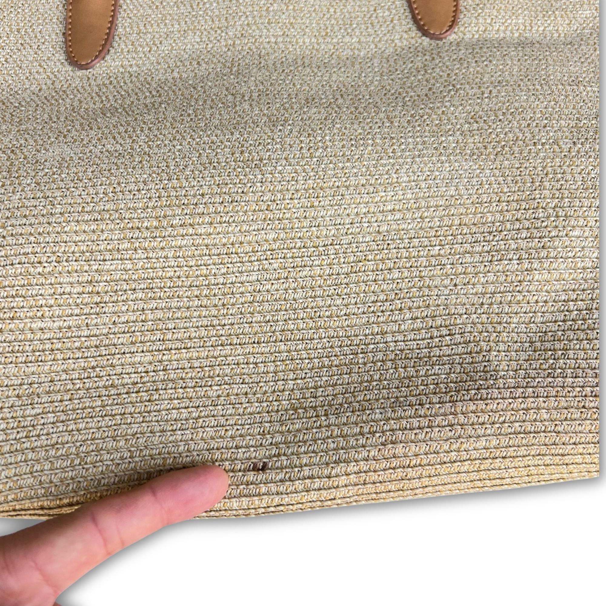 Talbots Talbots Metallic Gold-Tone Woven Tote Bag With Tan Faux-Leat Size ONE SIZE - 4 Thumbnail