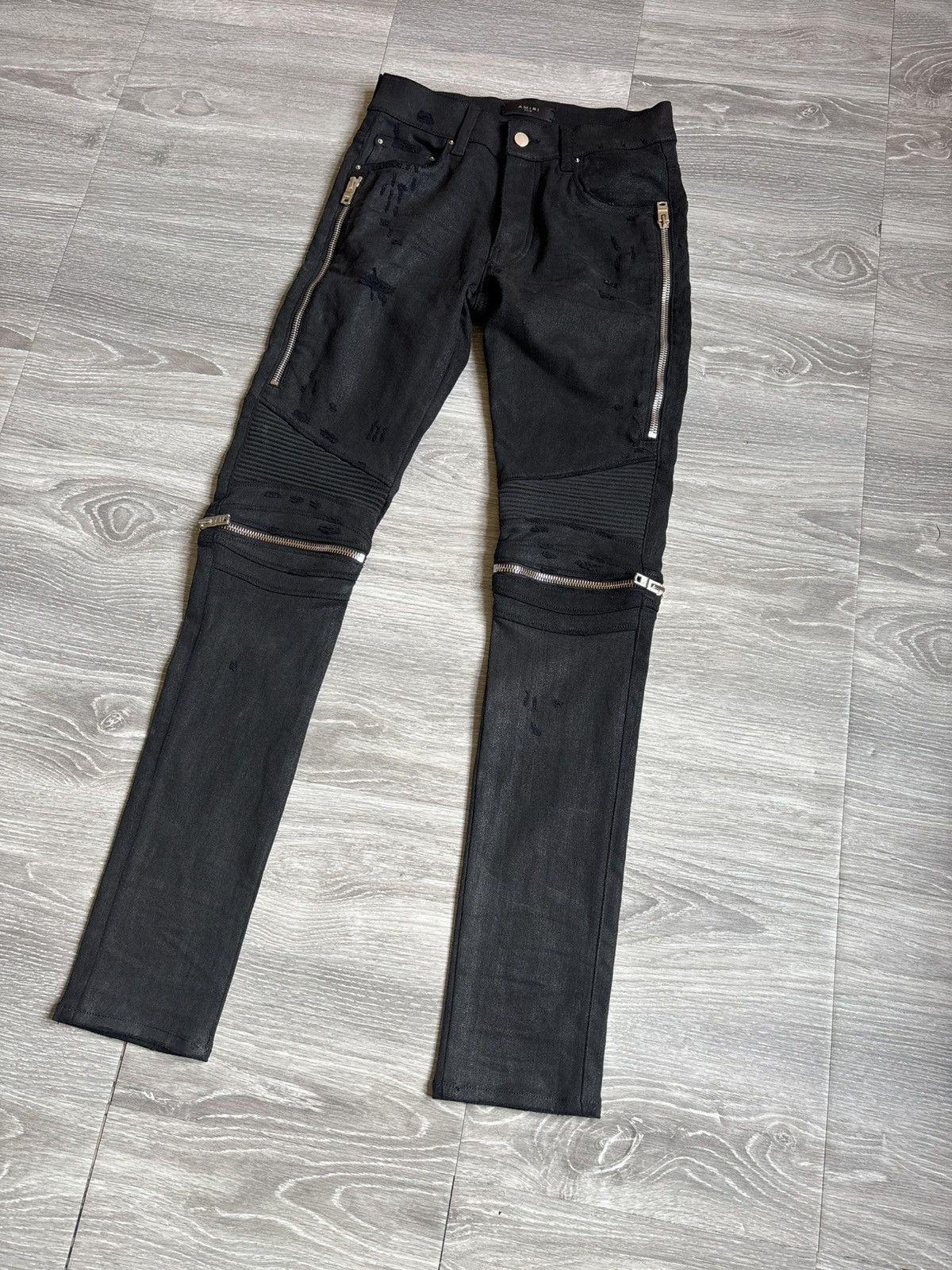 Amiri Amiri MX2 Black Waxed Biker Jean Size US 29 - 2 Thumbnail