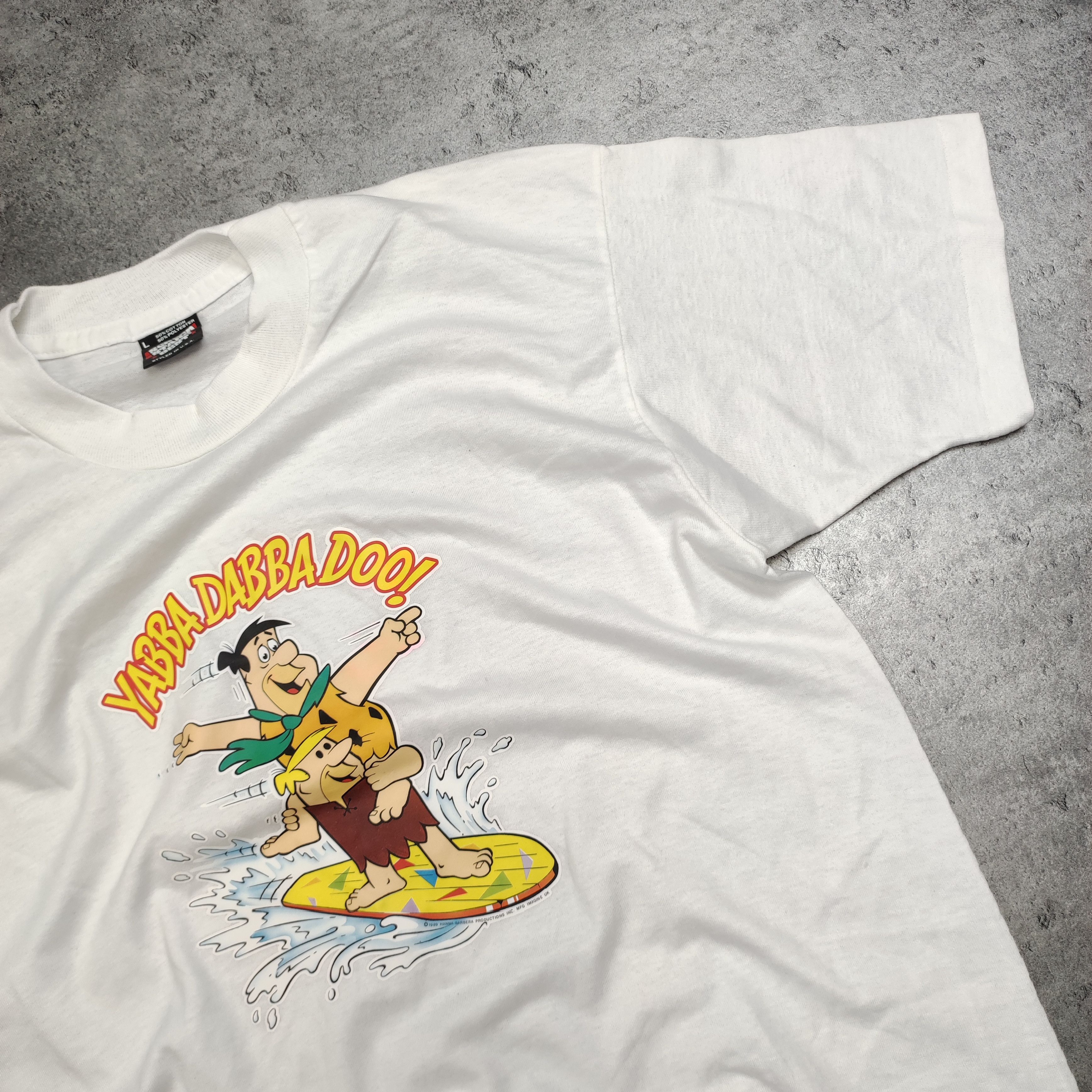 Universal Studios × Vintage RARE Vintage Hanna Barbera The Flinstones 1989 Promo Tee Size US L / EU 52-54 / 3 - 4 Thumbnail