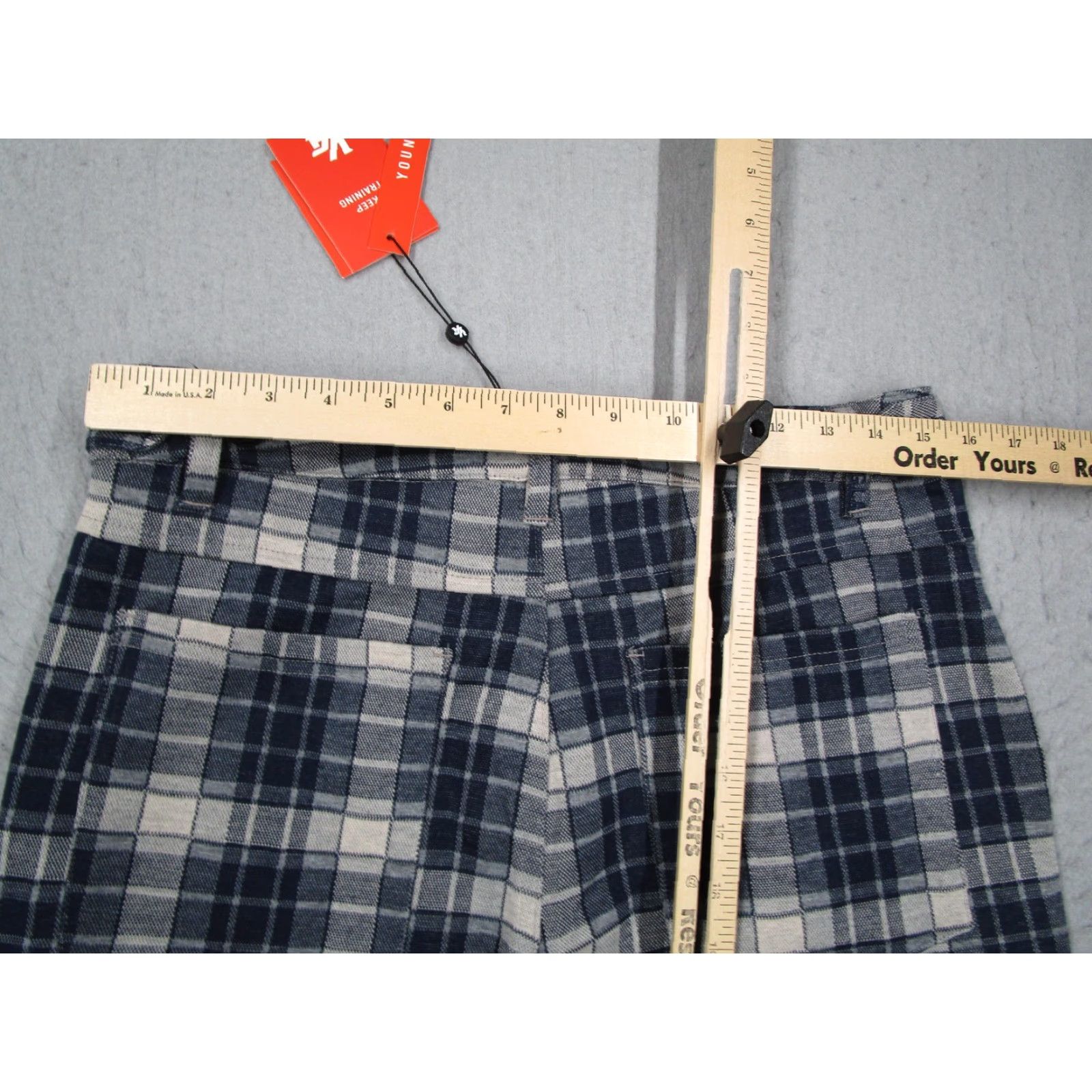 YoungLA YoungLA Mens Pants 34x32 Blue Gray Plaid Tapered Stretch Athletic Style #614 Size US 34 / EU 50 - 6 Thumbnail