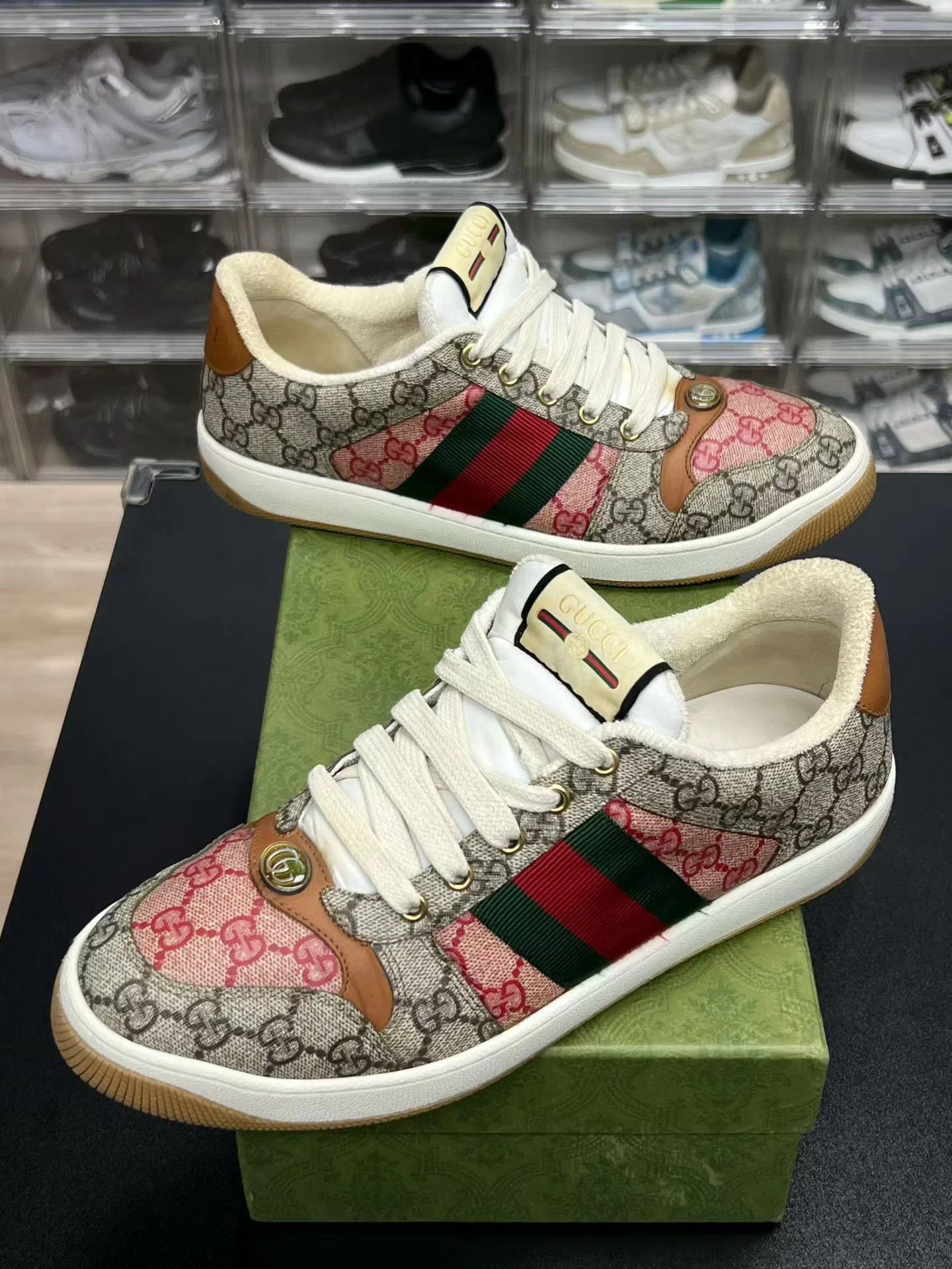 Gucci Gucci Rhyton Distressed Sneakers Ebony 42 With Accessories Size US 9 / EU 42 - 1 Thumbnail
