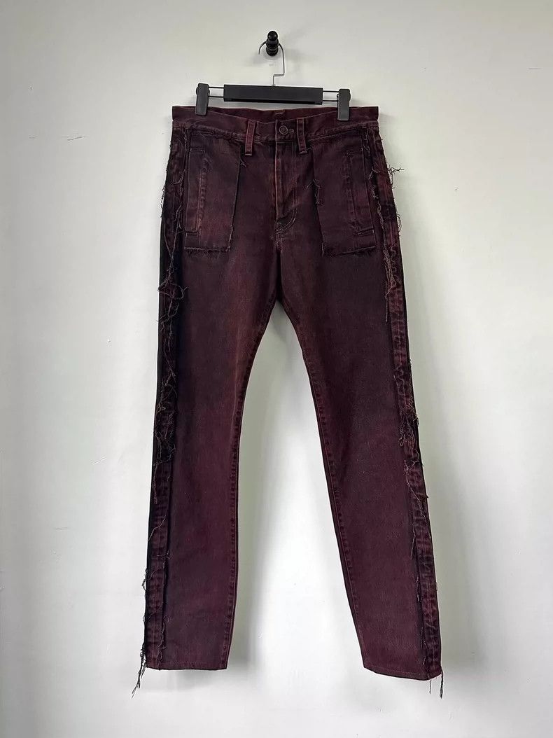 Yohji Yamamoto Yohji Yamamoto size 2 2012aw slim fit denim fringed Burgund Size US 28 / EU 44 - 1 Thumbnail
