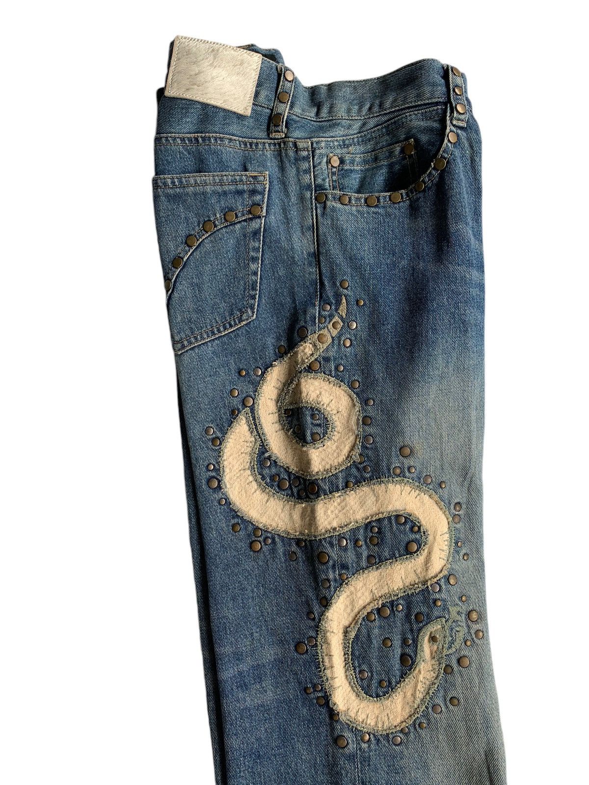 If Six Was Nine × Japanese Brand × Le Grande Bleu (L.G.B.) Punk Style Prigs snake Design Low Rise Distressed Denim☠️☠️ Size US 31 - 5 Thumbnail