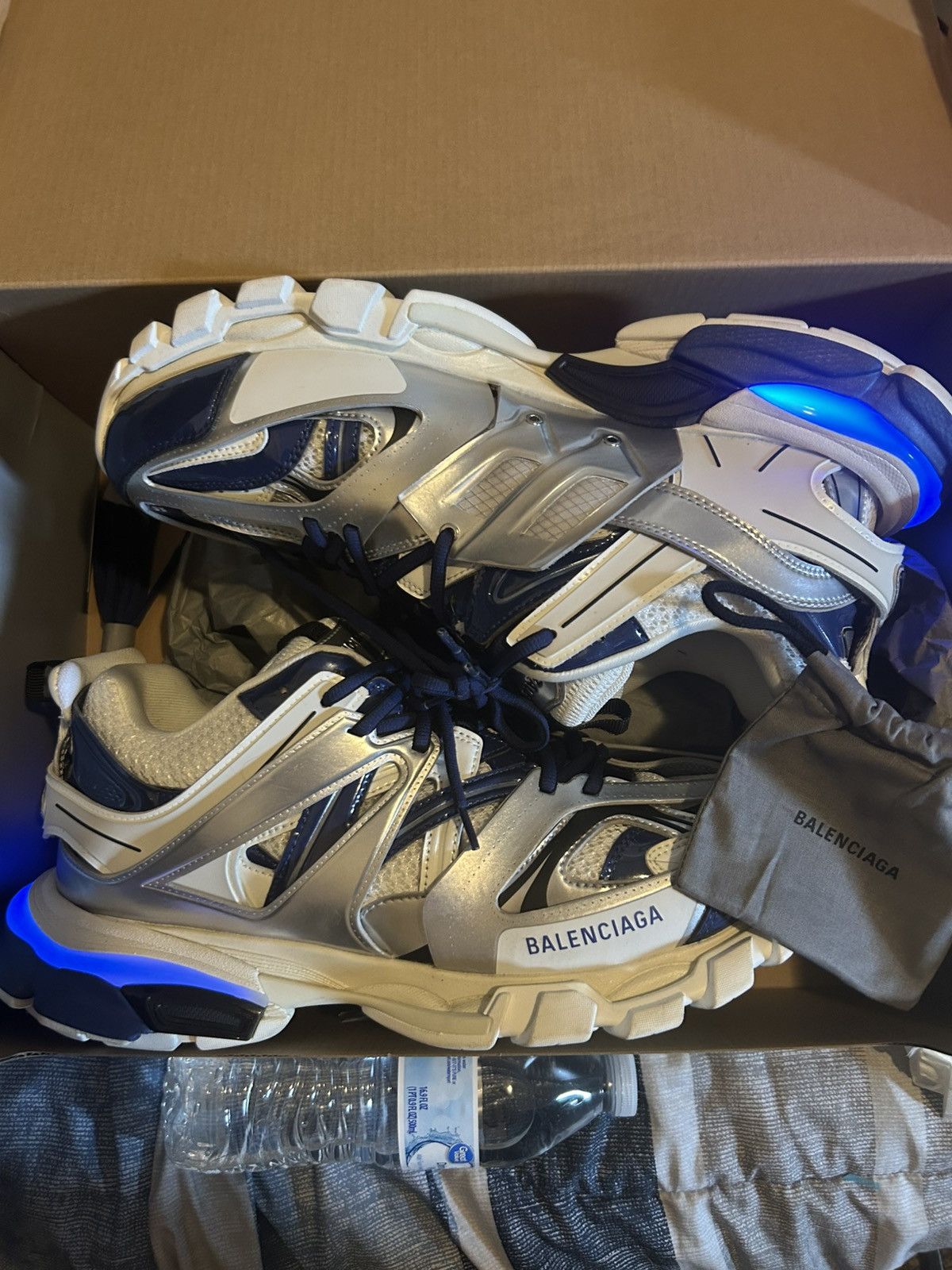 Balenciaga LED Balenciaga Shoes Silver/Blue Size US 12 / EU 45 - 1 Thumbnail