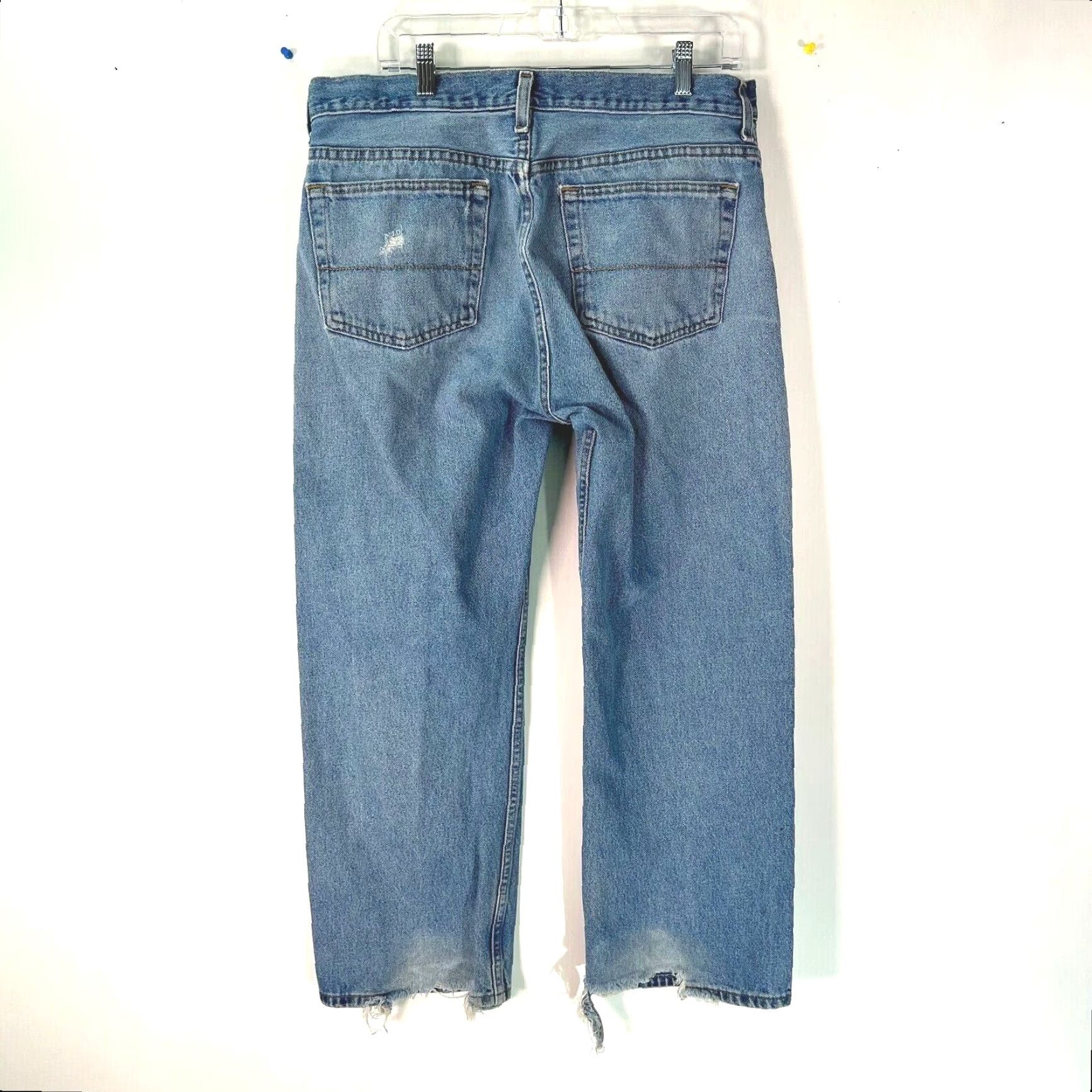 Faded Glory Faded Glory Jeans Mens Relaxed Fit Low Rise Denim 34x29 Blue 5-Pocket Distressed 100% Cotton Regular Rise Old Navy Style Straight Mens Size US 34 / EU 50 - 2 Thumbnail