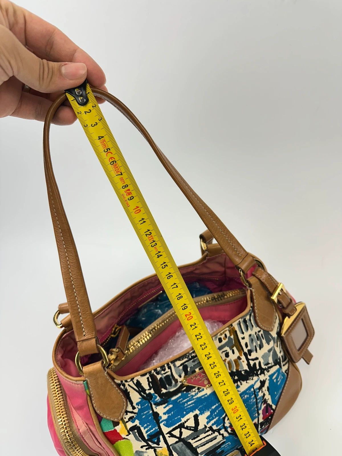 Prada Prada Milano SS04 Venezia Leather & Canvas Painting HandBag Size ONE SIZE - 19 Thumbnail