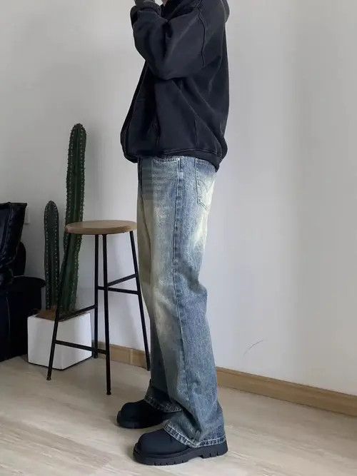 VIBE Vintage street washed and faded casual micro flare jeans Size US 36 / EU 52 - 4 Thumbnail