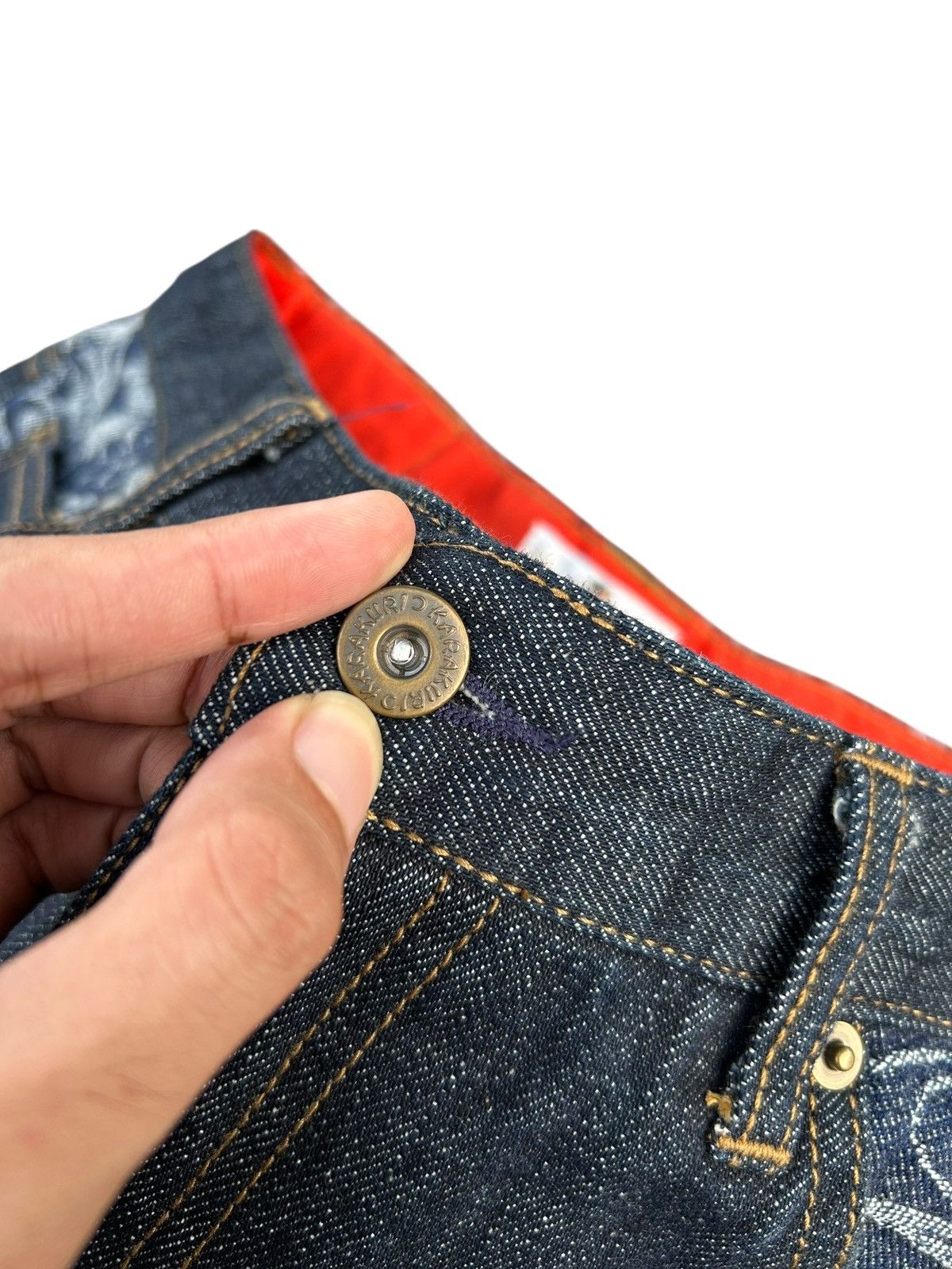 Kapital KARAKURI TAMASHII VINTAGE JAPANESE BRAND SUKAJAN DENIM JEANS Size US 33 - 4 Thumbnail