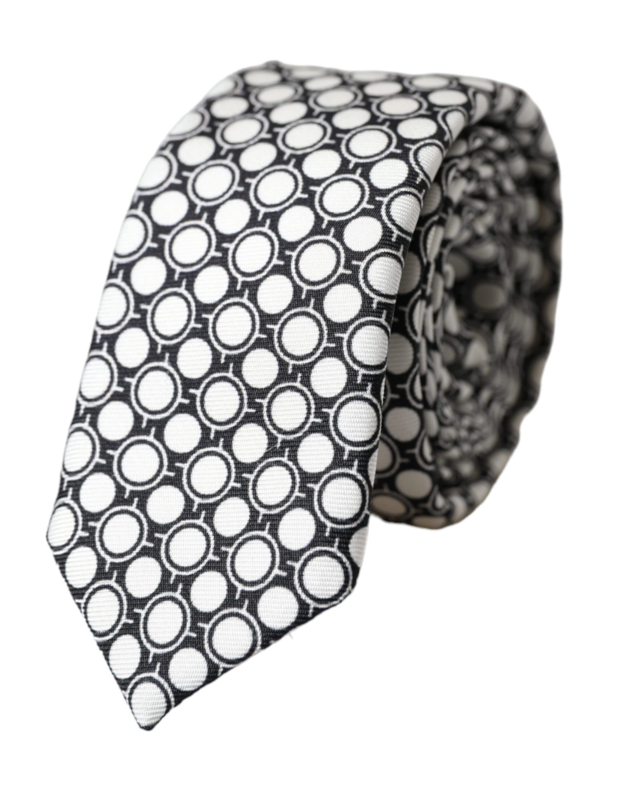 Dolce & Gabbana White Circles 100% Silk Adjustable Men's Tie Size ONE SIZE - 1 Thumbnail