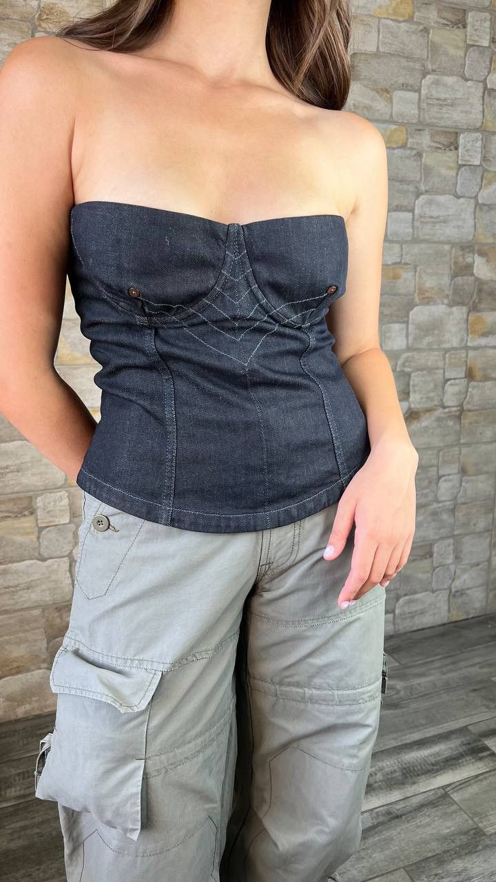 Jean Paul Gaultier × Vintage VTG JEAN PAUL GAULITER JEAN'S 90S Archive DENIM CORSET TOP Size L / US 10 / IT 46 - 1 Thumbnail