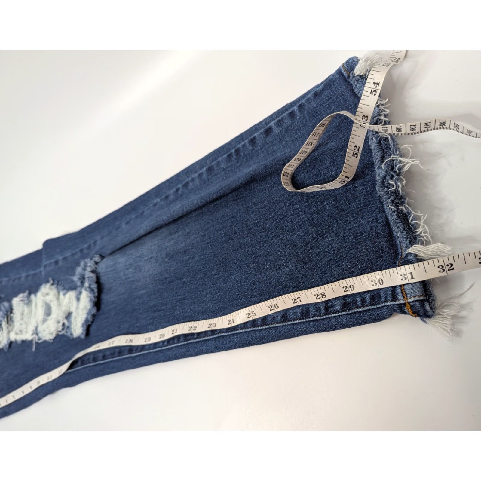 Vintage VINTAGE Judy Blue Dad Jeans Womens 29 Distressed Ripped Frayed Hem Denim Mood: Casual Blue Size 29" - 7 Thumbnail