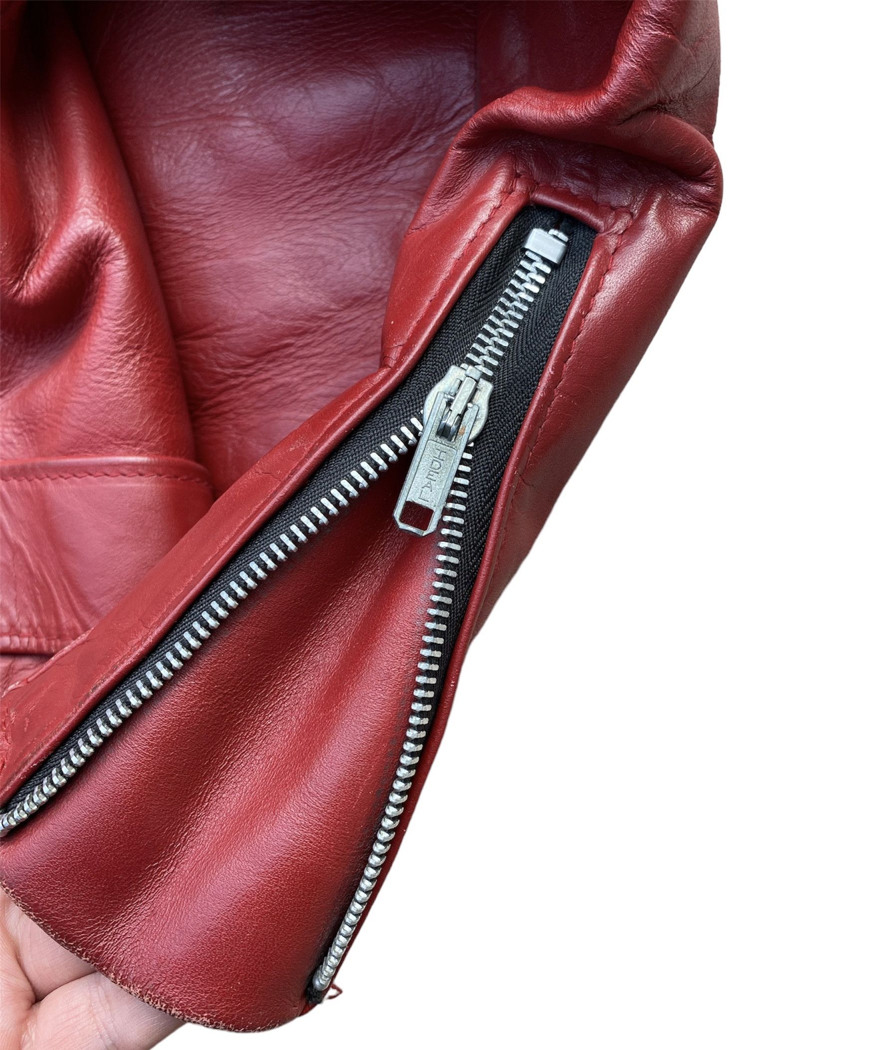 Schott Cropped Oversize Red Schott Perfecto Vintage Biker Jacket Size XL / US 12-14 / IT 48-50 - 9 Thumbnail