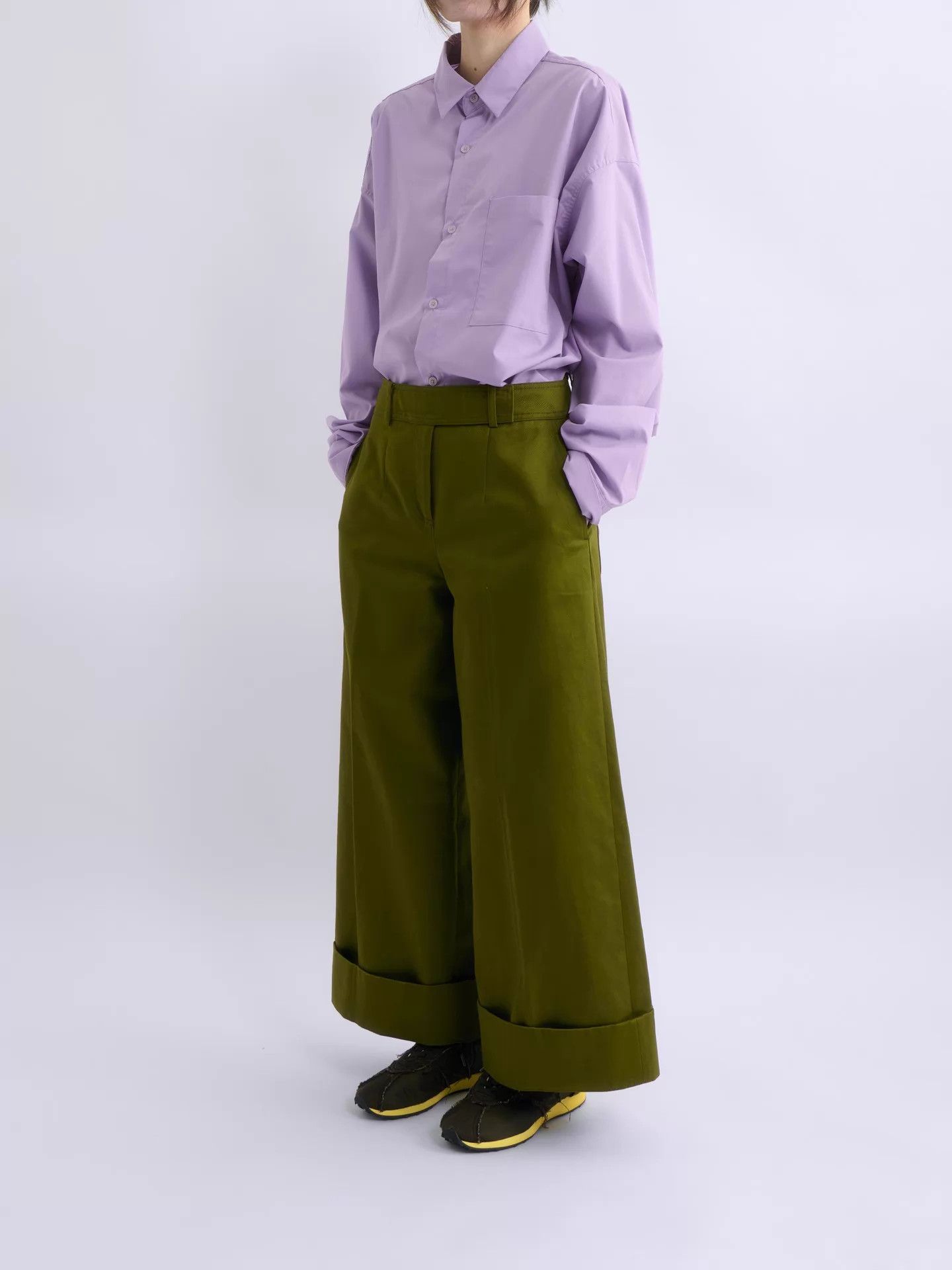 Jil Sander JIL SANDER 18SS Green High-Waist Wide-Leg Trousers Size 25" / US 0 / IT 36 - 3 Thumbnail