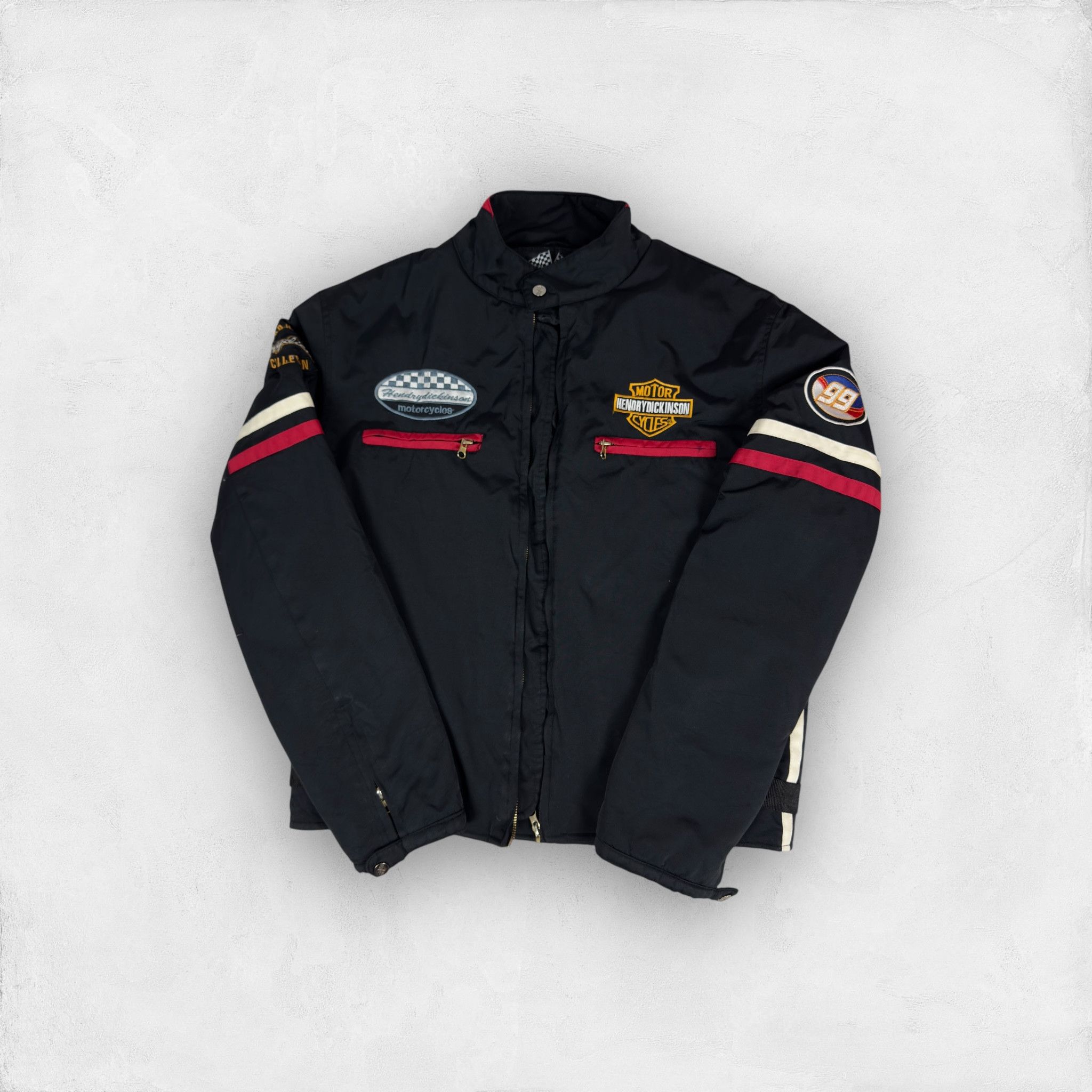 Men's Black Full Zip USA Flag Live To Ride Motorcycle Jacket