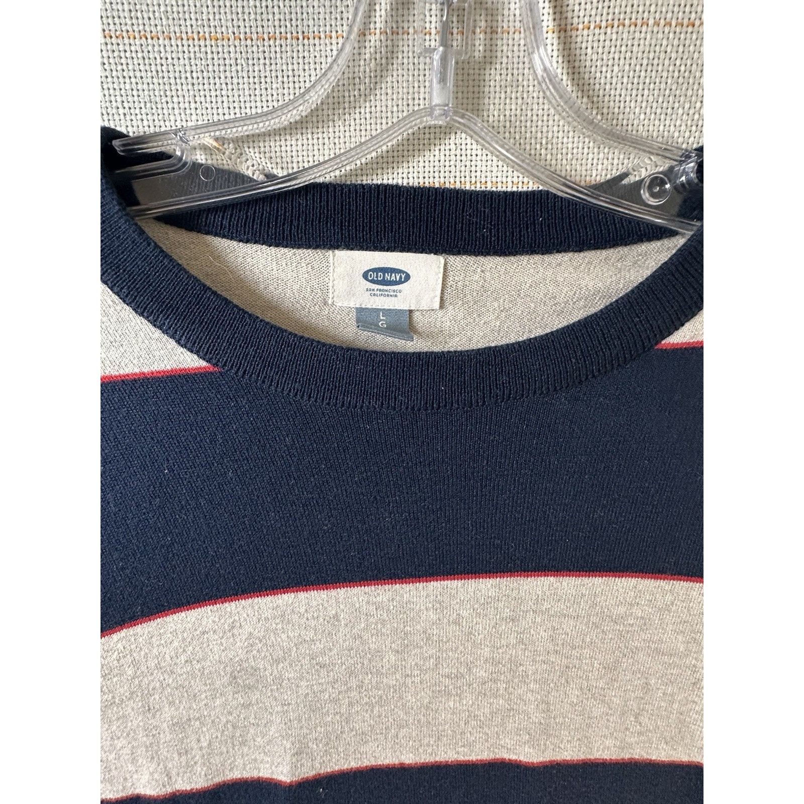 Old Navy Men's Striped Old Navy Sweater - Navy and Cream Size US L / EU 52-54 / 3 - 2 Thumbnail