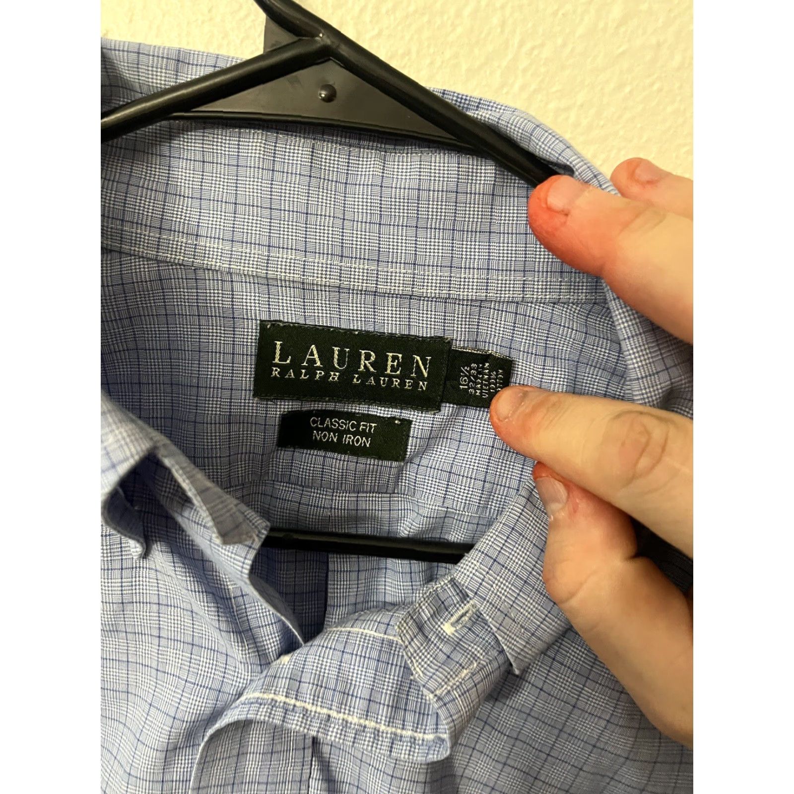Ralph Lauren VINTAGE? No. Lauren Ralph Lauren Shirt Blue Plaid Button-Down Non-Iron 16.5 Men Size 16.5 Regular Cotton Long Sleeve Casual Mens Size US L / EU 52-54 / 3 - 3 Thumbnail