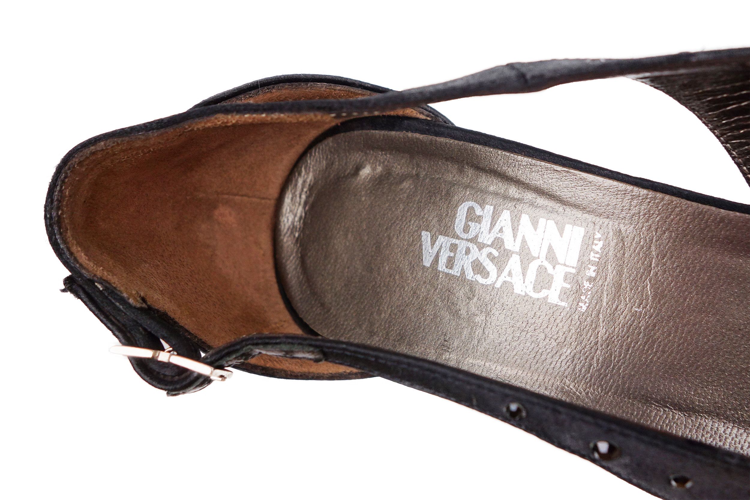 Versace Gianni Versace Satin Rhinestone Crystals Sandals Heels Size US 8.5 / IT 38.5 - 9 Thumbnail