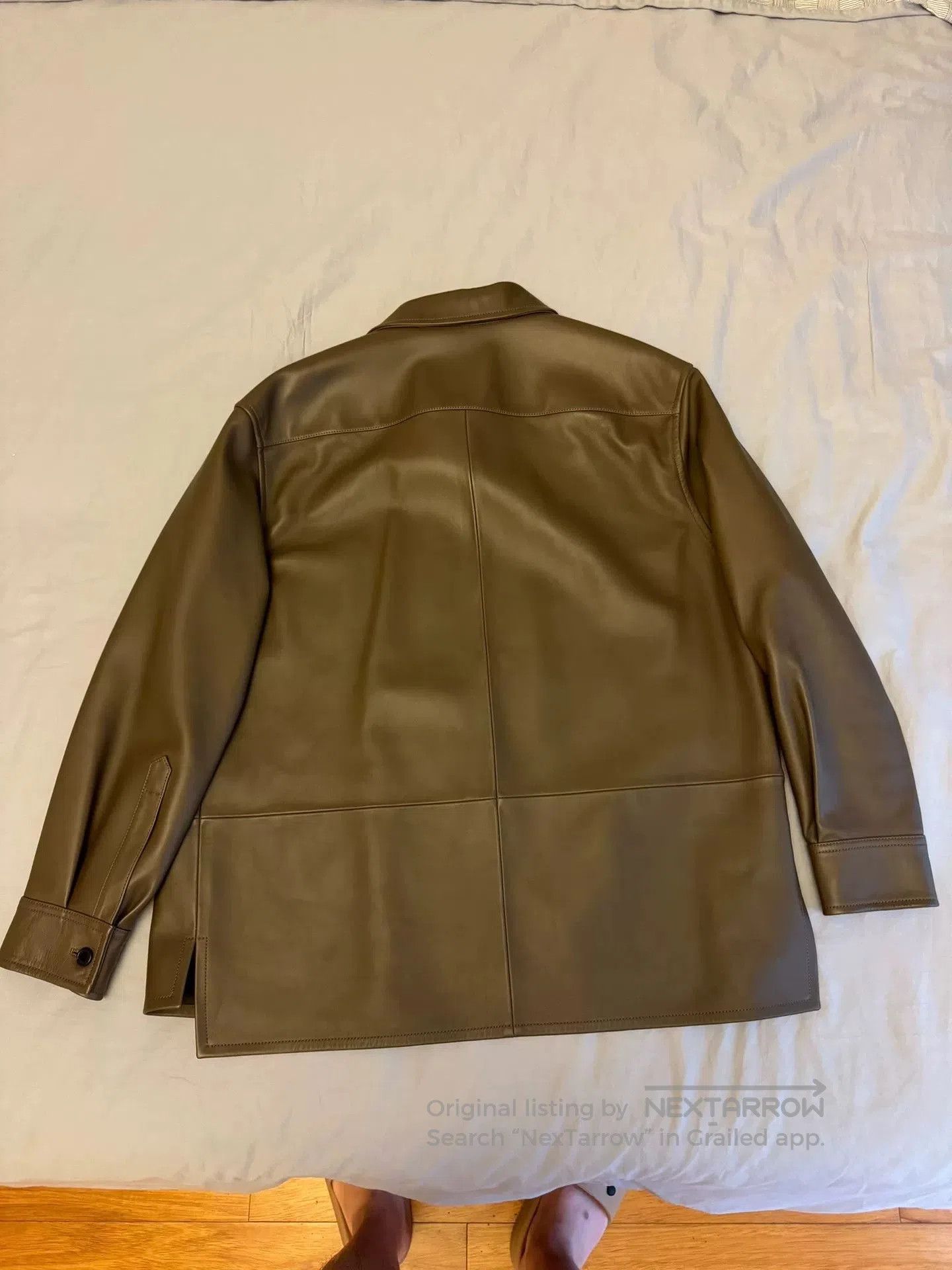 Loewe leather zip-up shirt jacket in dark green. Size US L / EU 52-54 / 3 - 4 Thumbnail