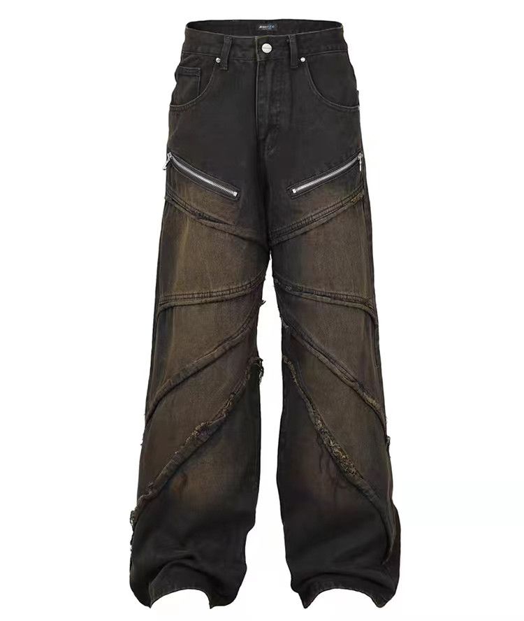 Jean × Vintage Vintage washed and faded loose fitting patchwork jeans Size US 30 / EU 46 - 1 Thumbnail