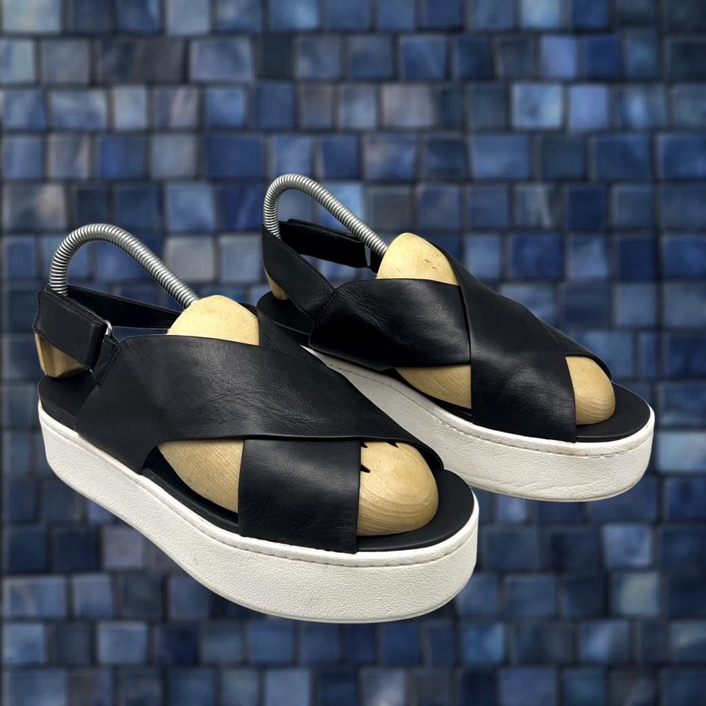 Vince Vince Sandals Womens Size 6 Black Leather Platform Slingback Crisscross Luxury Size US 6 / IT 36 - 1 Thumbnail