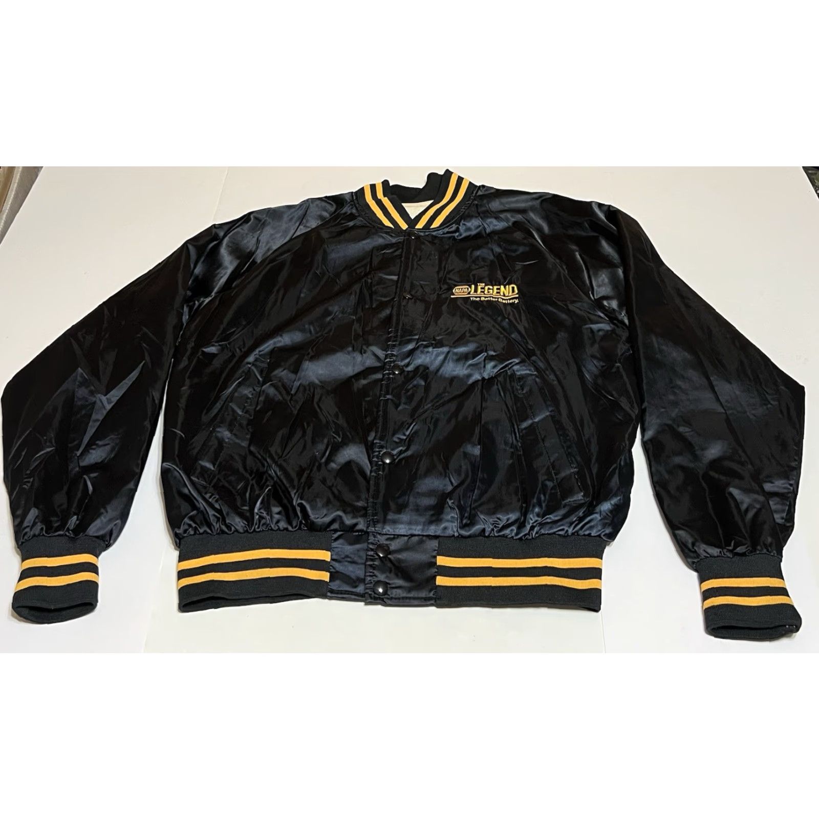 Vintage VINTAGE MV Sports NAPA THE LEGEND Satin Bomber Jacket Men’s L Black Jacket Size US L / EU 52-54 / 3 - 2 Thumbnail