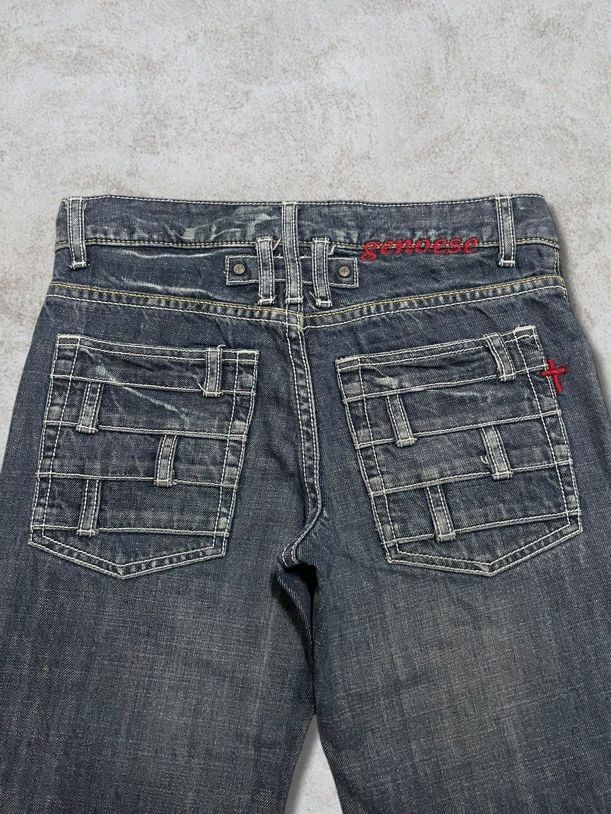 If Six Was Nine Vintage Genoese Tactical Embroidery Cross Logo Ripped Jeans Size 30" / US 8 / IT 44 - 2 Thumbnail