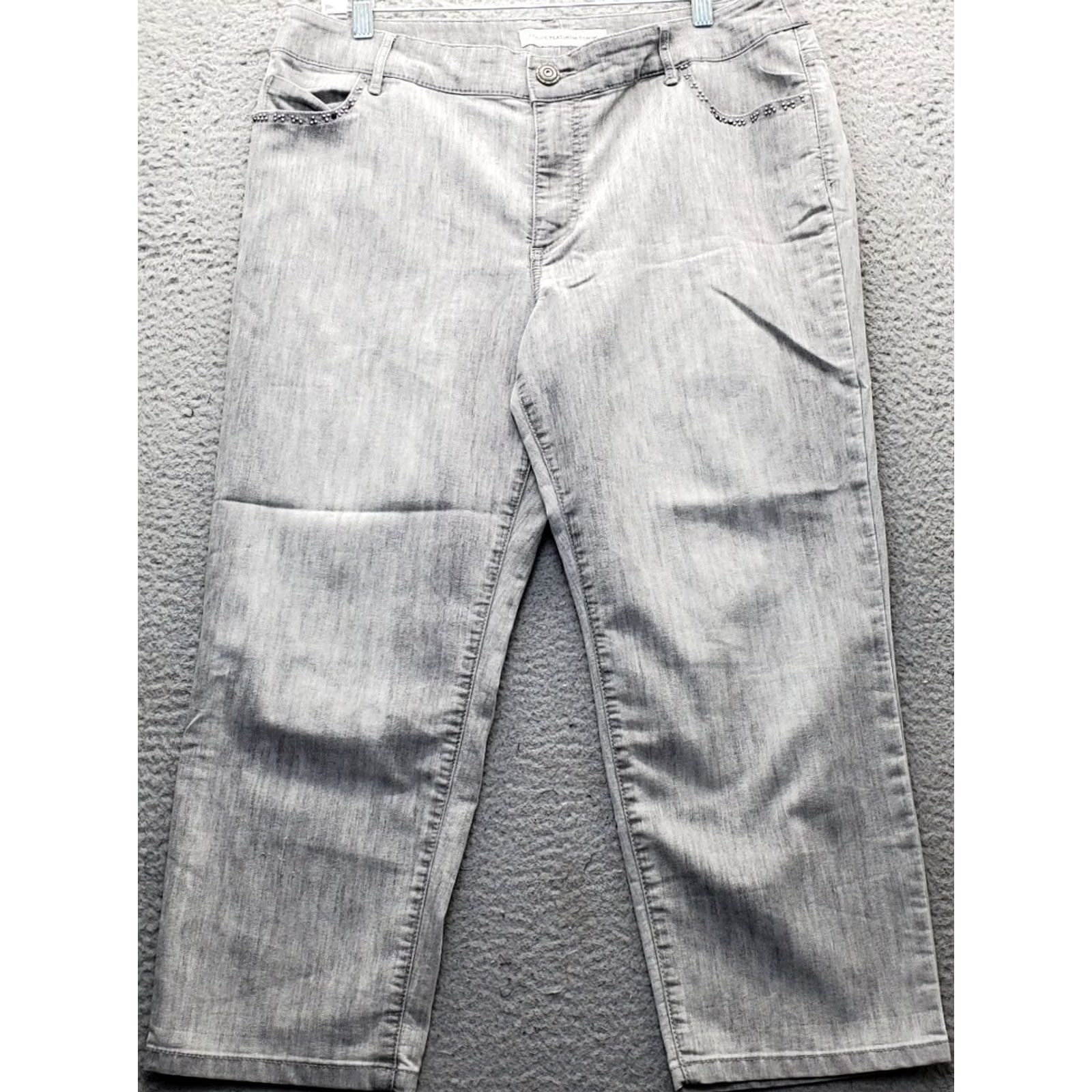 Vintage Chico's Womens Jeans Cropped Gray Cotton Denim Straight Pockets Size S 5-Pocket Size 28" / US 6 / IT 42 - 2 Thumbnail