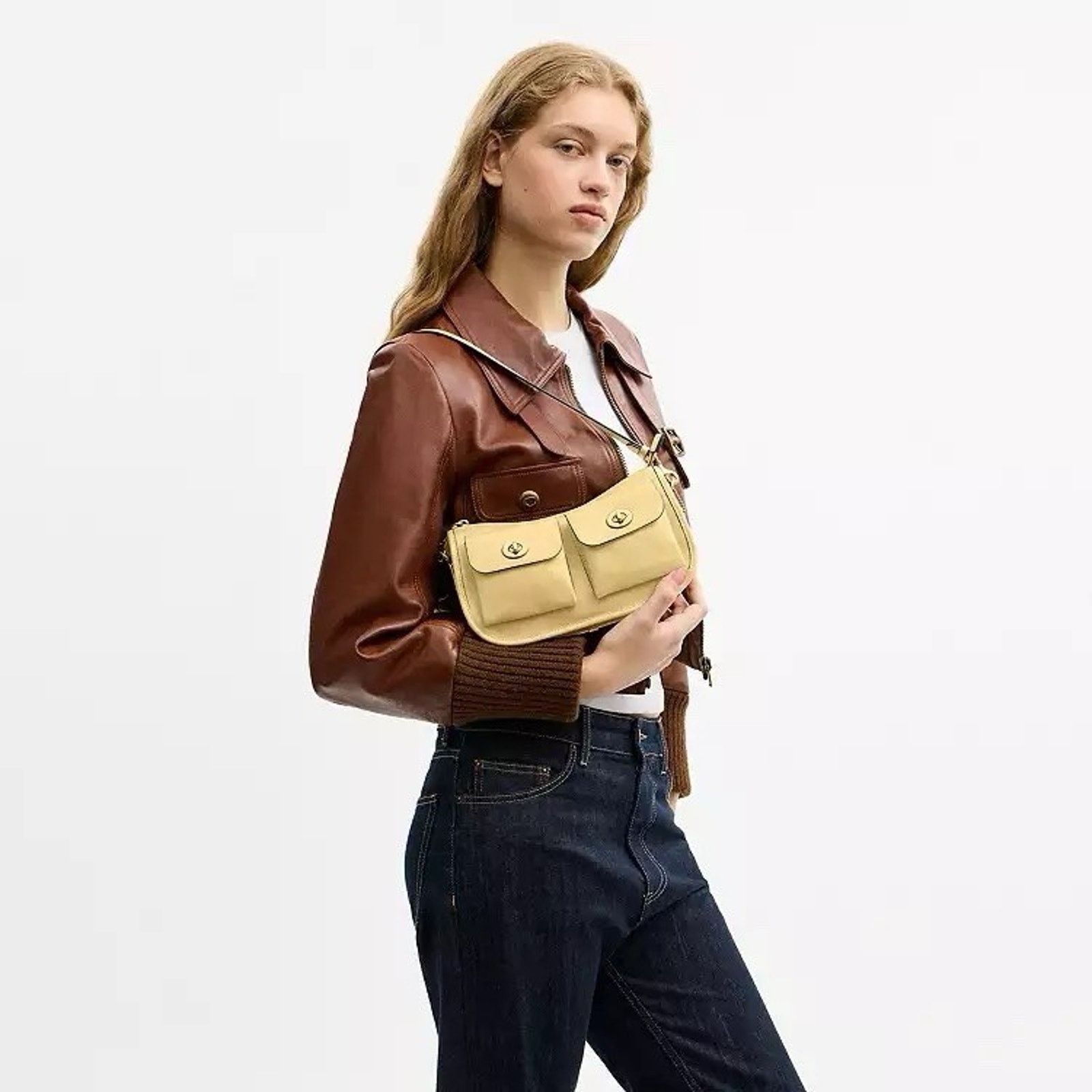 Coach NWT Coach Twin Turnlock Waverly Bag Vanilla CDZ20 Leather Size ONE SIZE - 9 Thumbnail