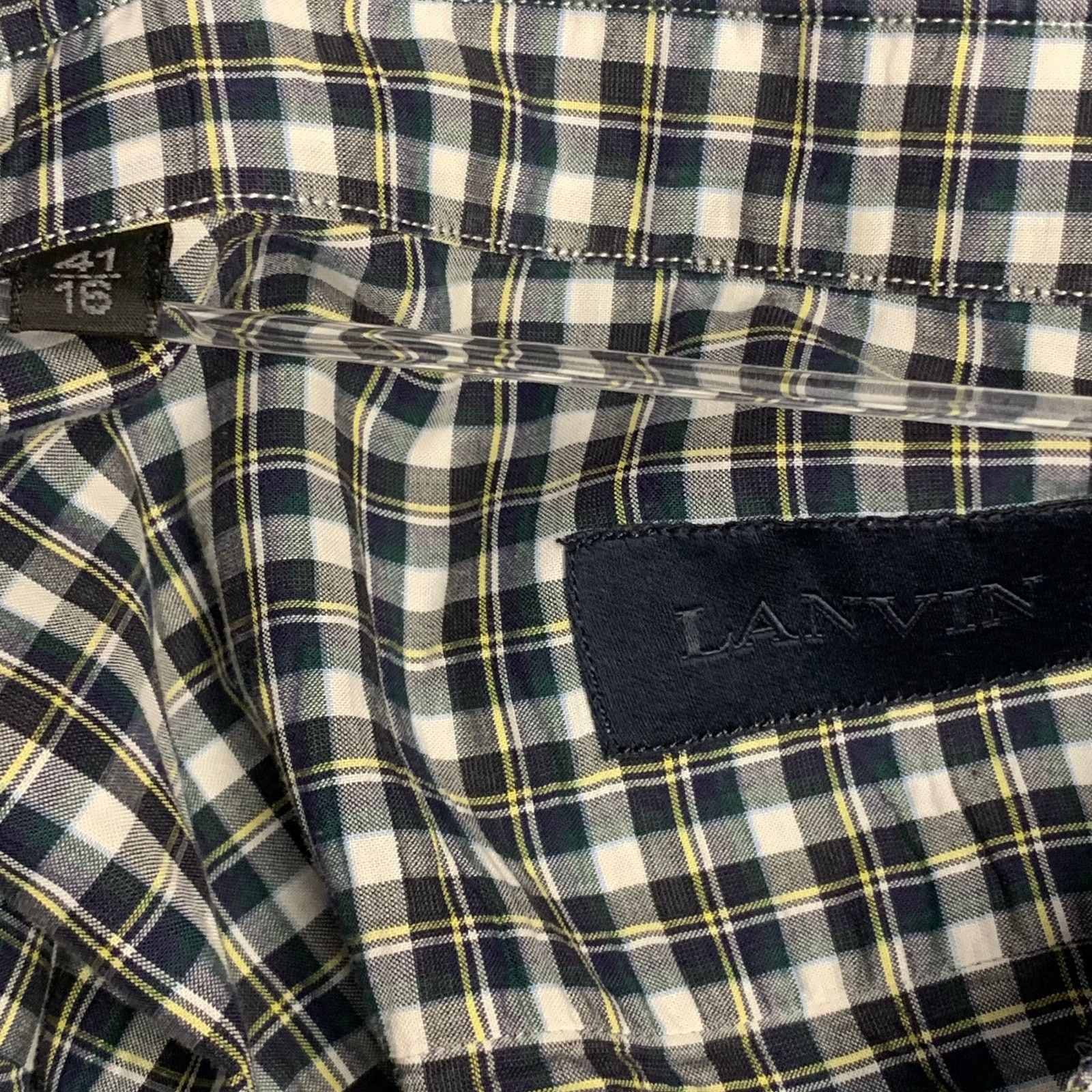 Lanvin LANVIN Size M White Plaid Cotton Contrast Collar Shirt Size US M / EU 48-50 / 2 - 5 Thumbnail