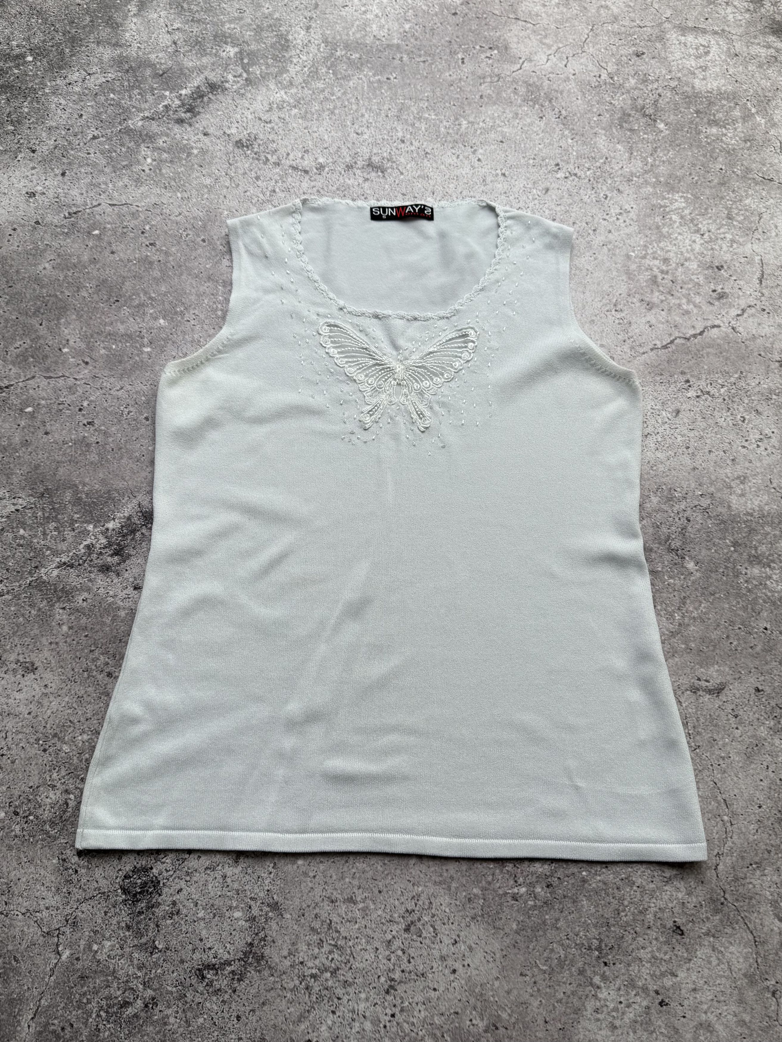 Vintage Vintage Top Butterfly Embroidered Beaded Y2K Tank (E8) Size S / US 4 / IT 40 - 1 Thumbnail