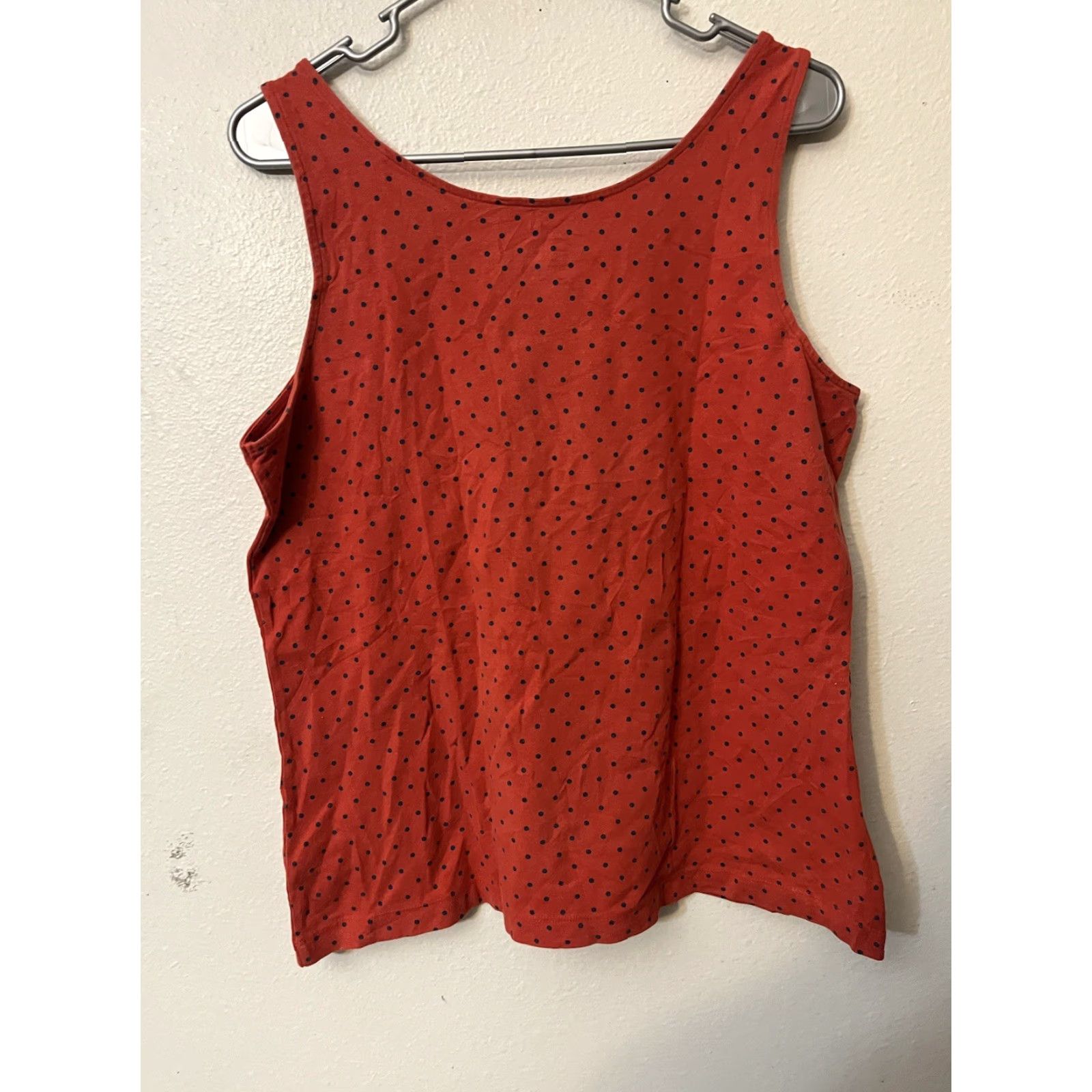 Vintage LL Bean Womens Tank Top L Orange Polka Dot Cotton Blend Sleeveless Shirt Size L / US 10 / IT 46 - 3 Thumbnail